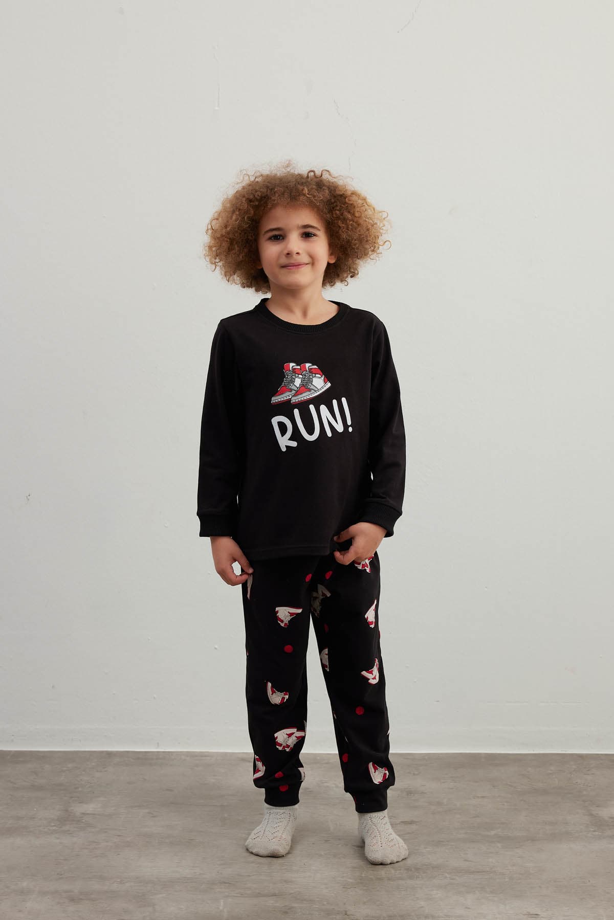 Kids' Black Cotton Pajama Set — view 1