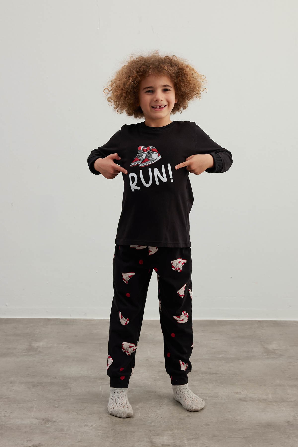 Kids' Black Cotton Pajama Set — view 3