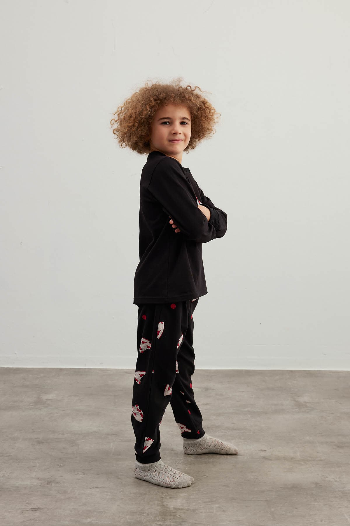 Kids' Black Cotton Pajama Set — view 4