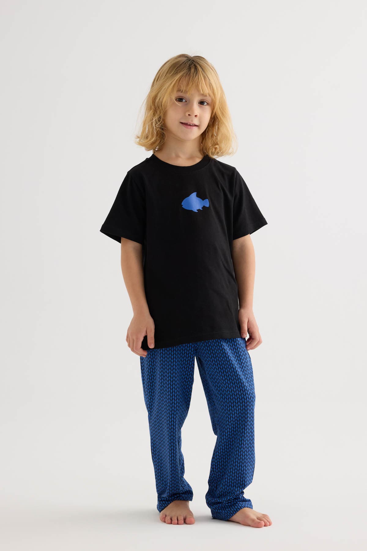 Kids' Black Cotton Pajama Set — view 1