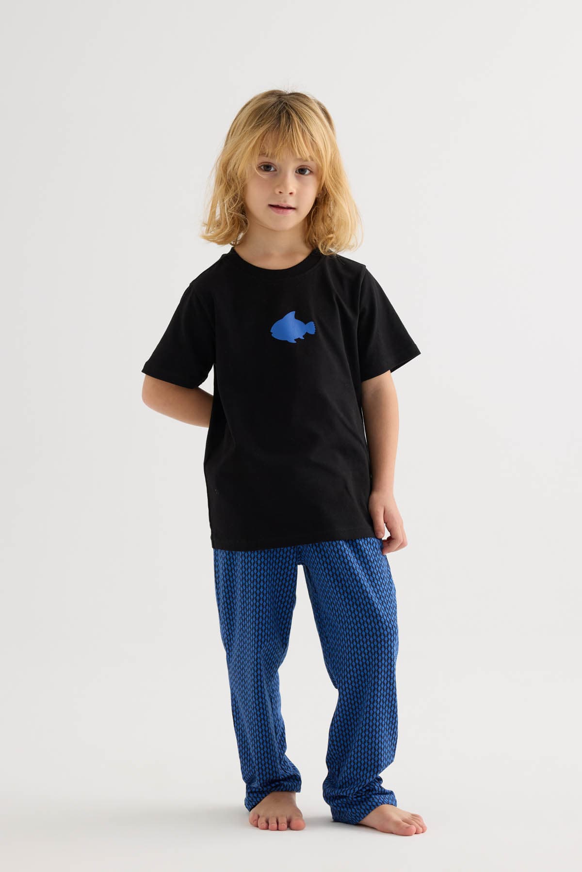 Kids' Black Cotton Pajama Set — view 2