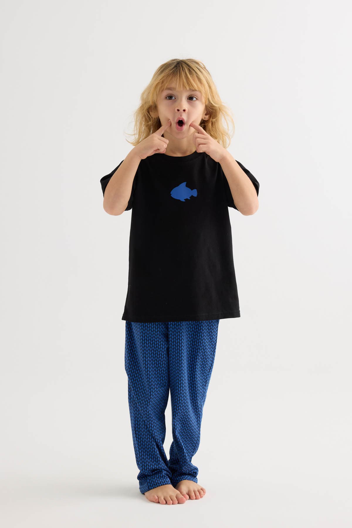 Kids' Black Cotton Pajama Set — view 3