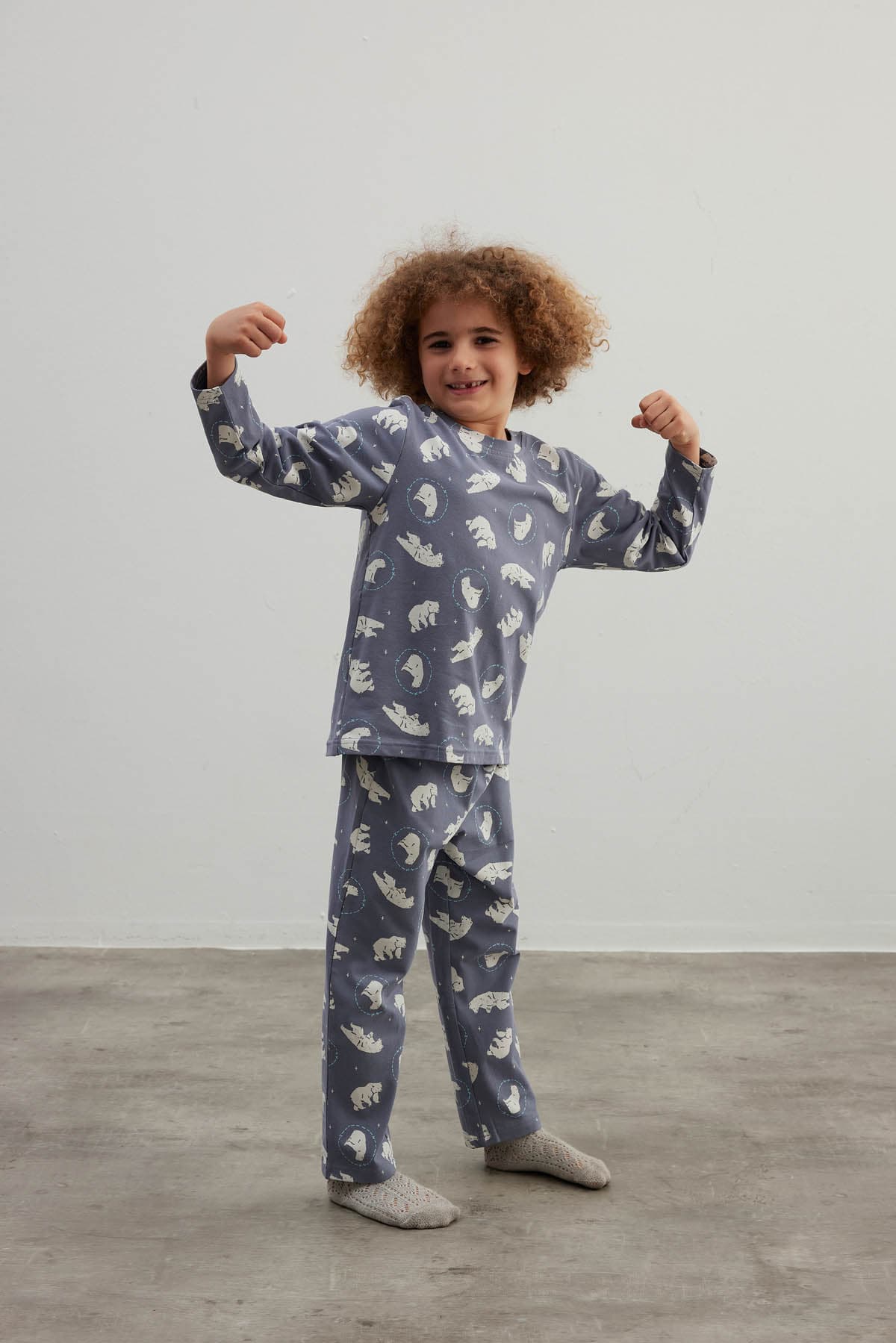 Kids' Blue Printed Cotton Pajama Set — view 4