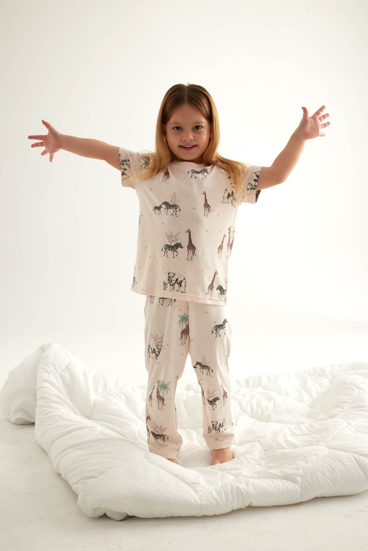 Kids' Brown Printed Cotton Pajama Set — view 2