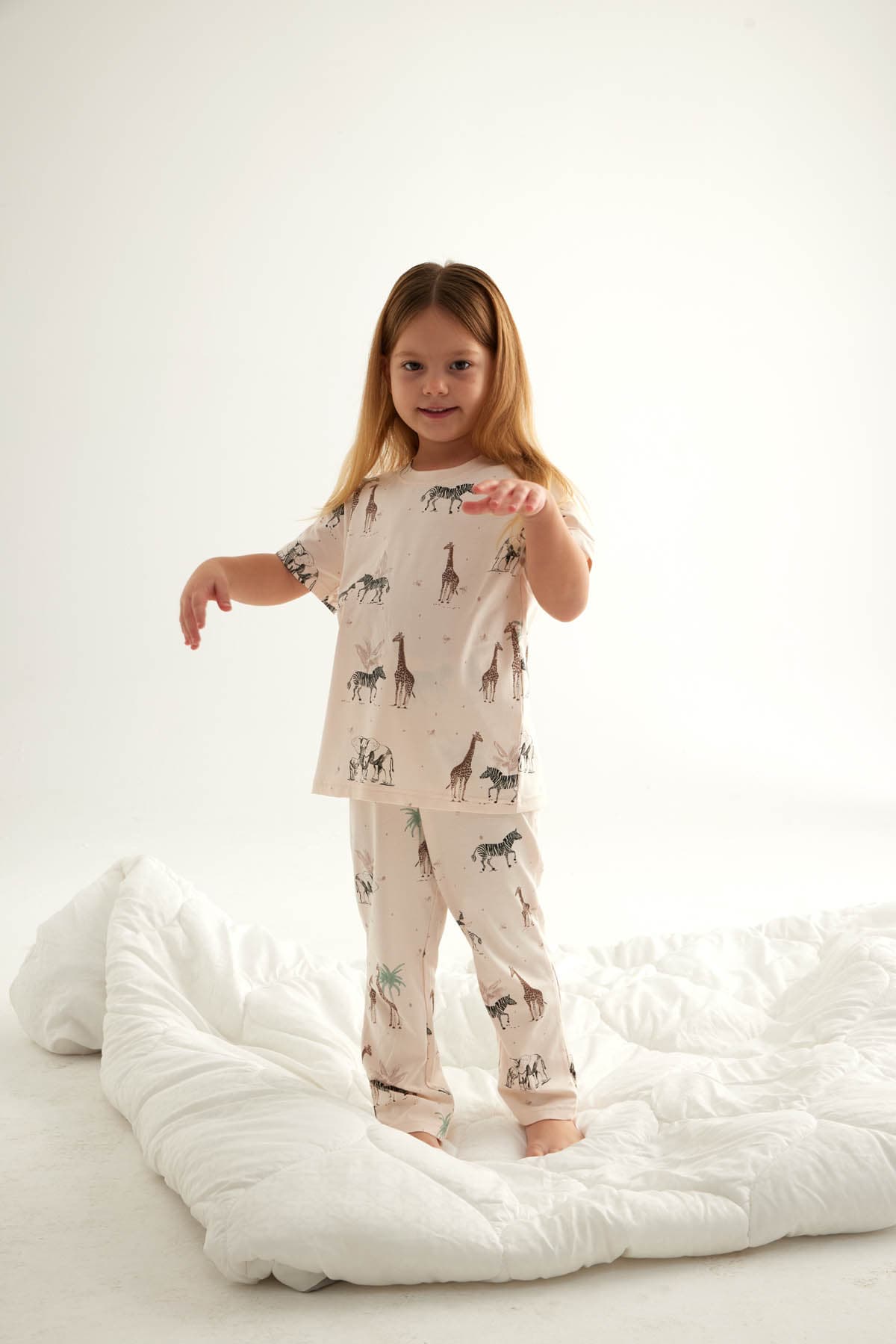 Kids' Brown Printed Cotton Pajama Set — view 3