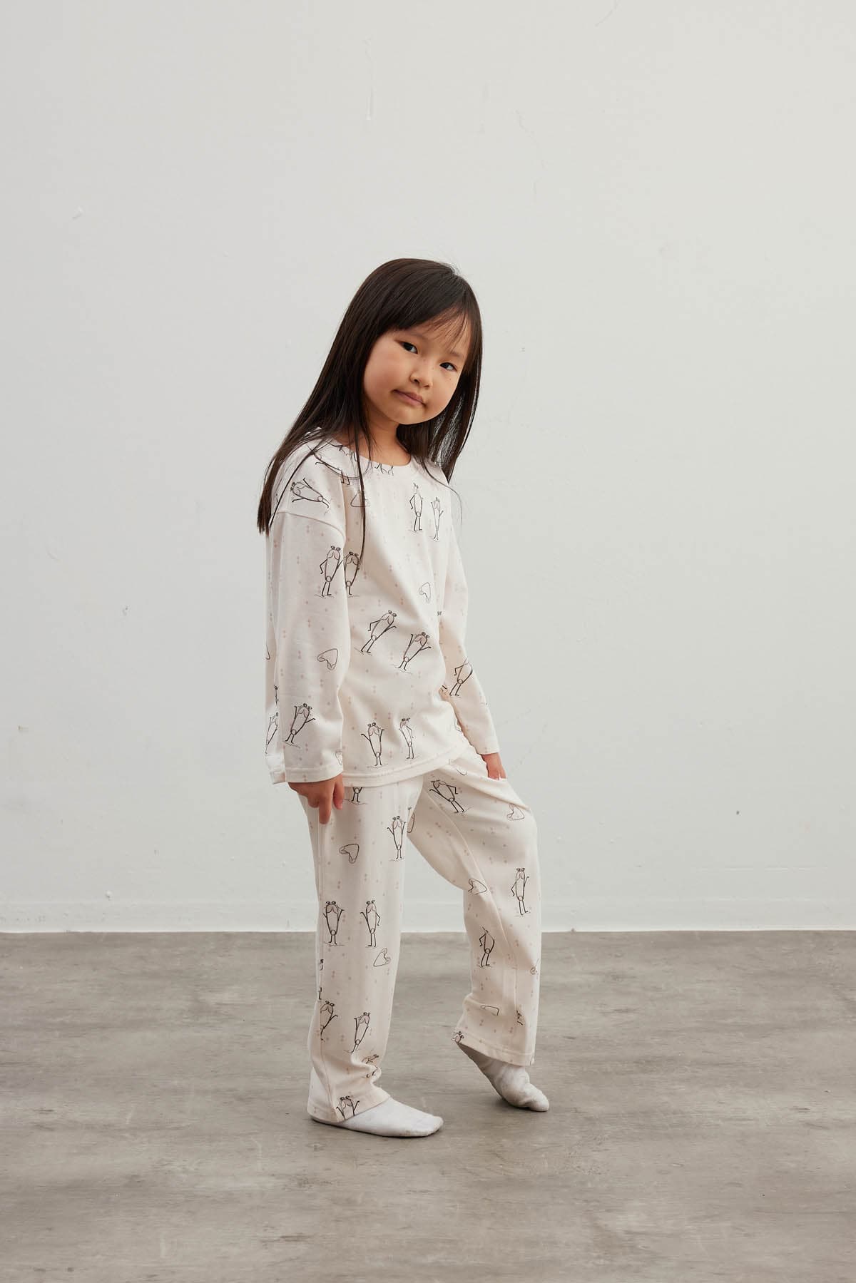 Kids' Ecru Printed Cotton Pajama Set — view 1
