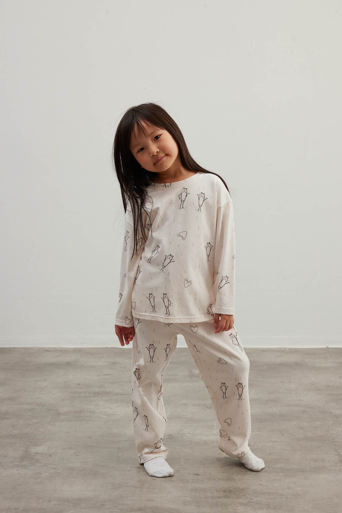 Kids' Ecru Printed Cotton Pajama Set — view 3