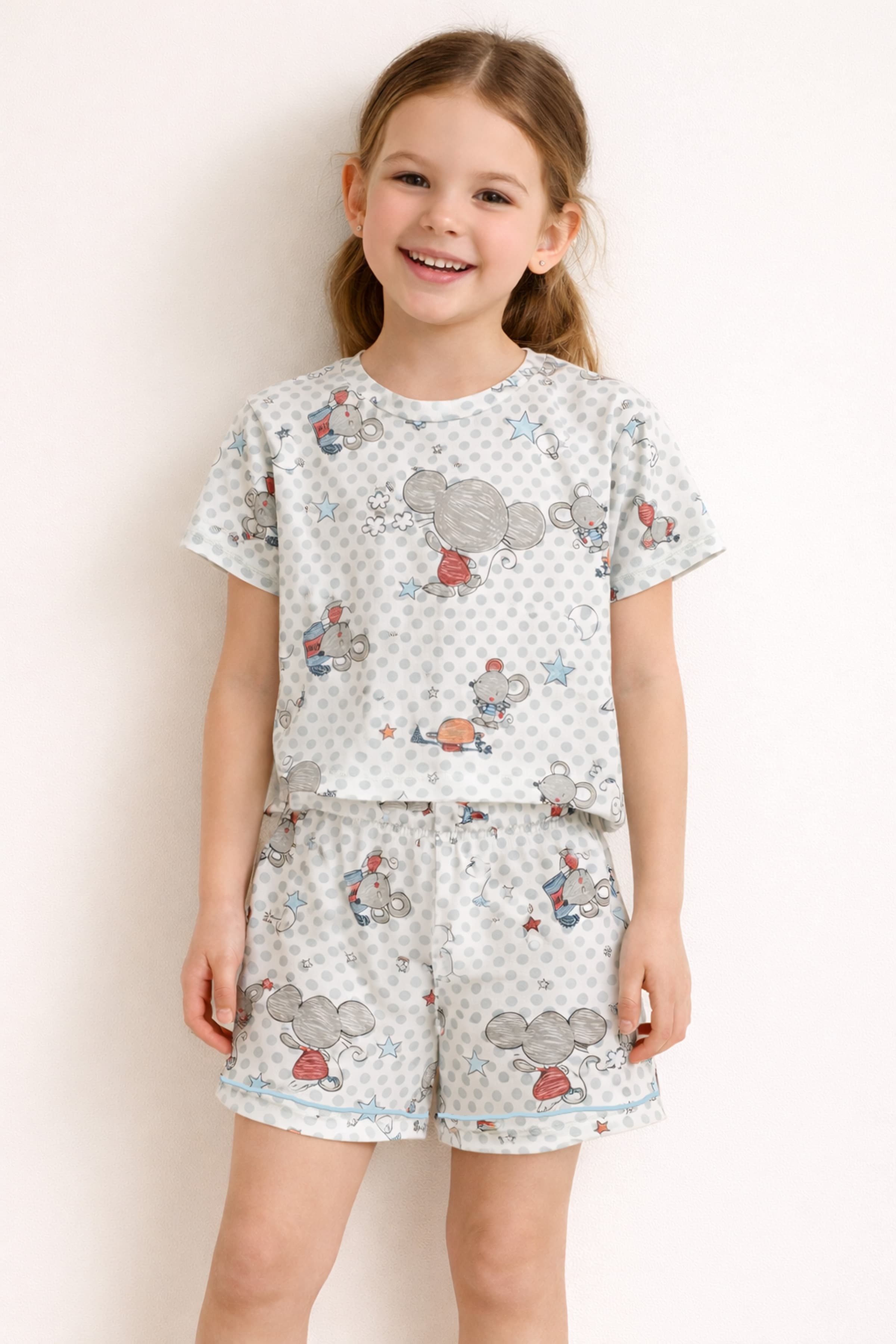 Kids' Green Printed Cotton Pajama Set — view 1