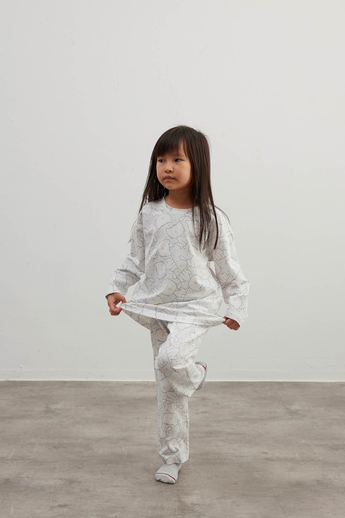 Kids' Grey Printed Cotton Pajama Set — view 1