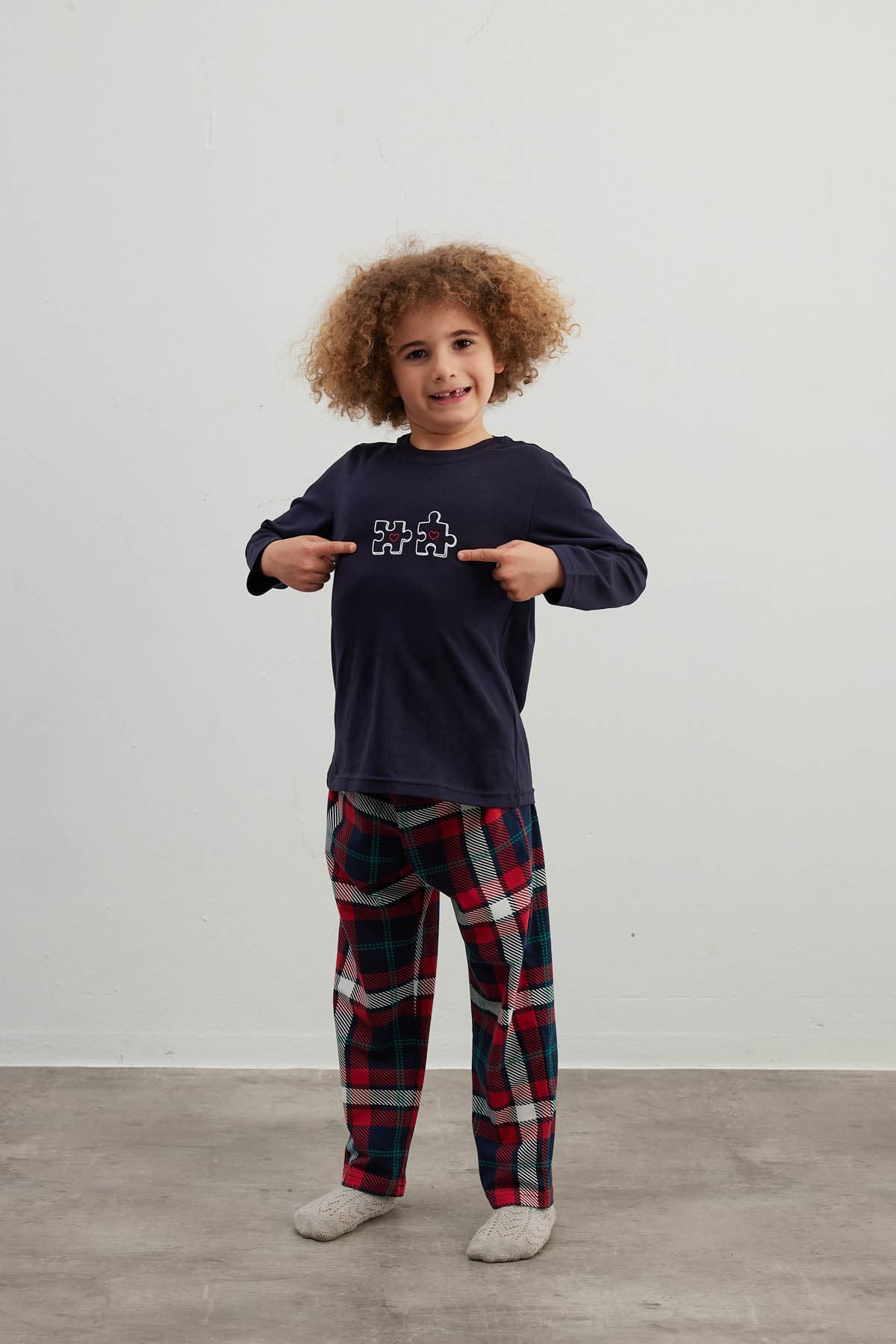 Kids' Navy Cotton Pajama Set — view 1