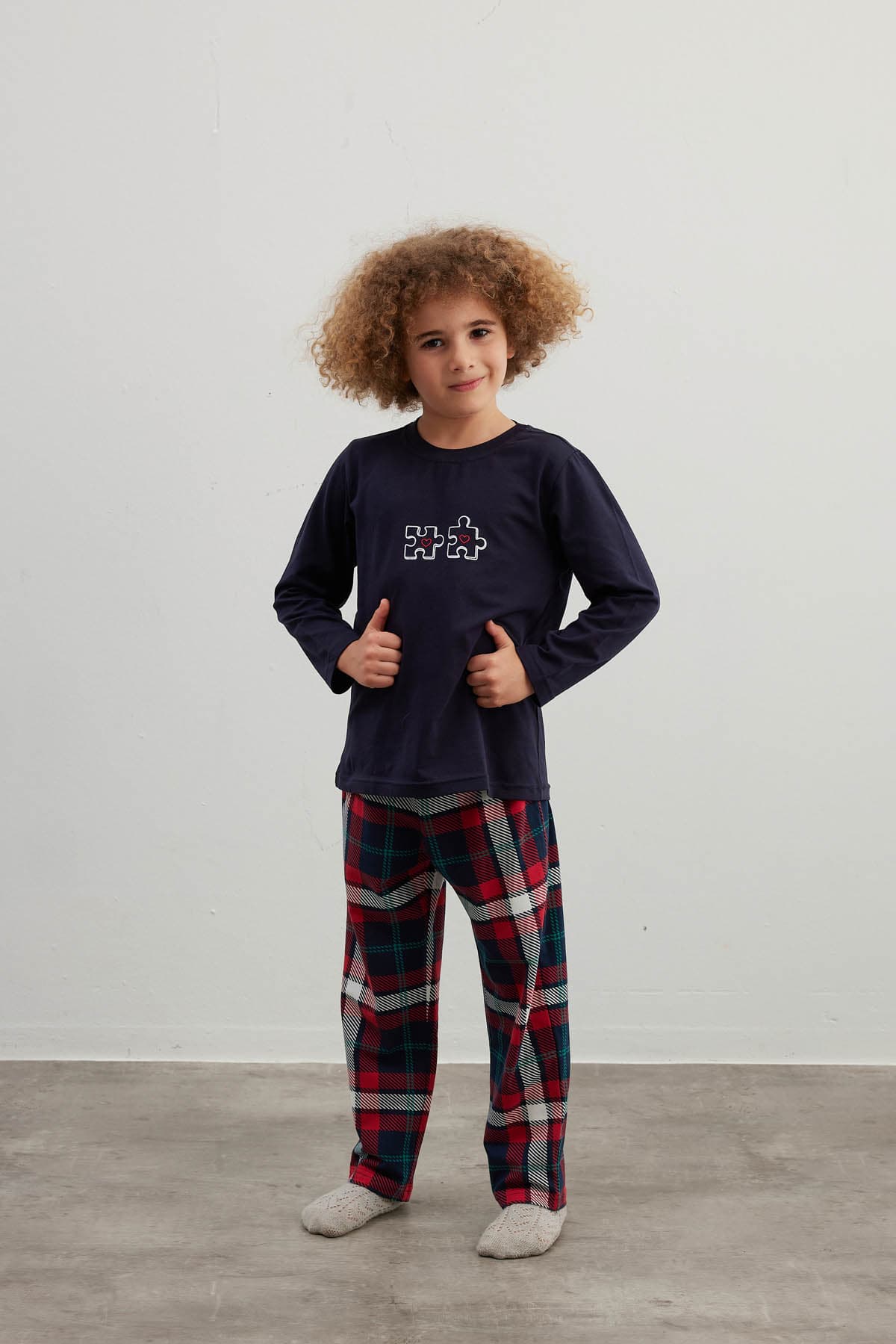 Kids' Navy Cotton Pajama Set — view 2