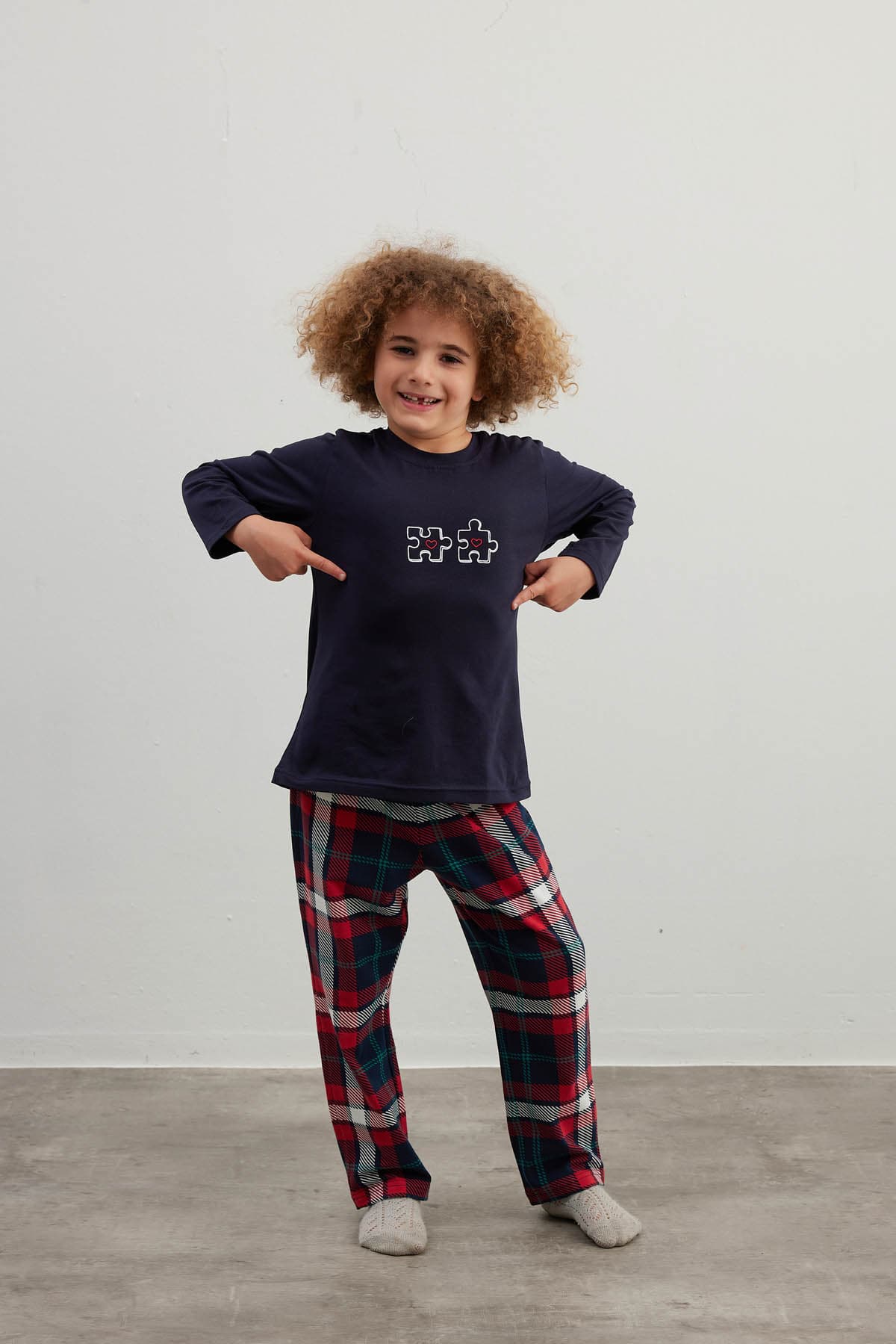 Kids' Navy Cotton Pajama Set — view 3