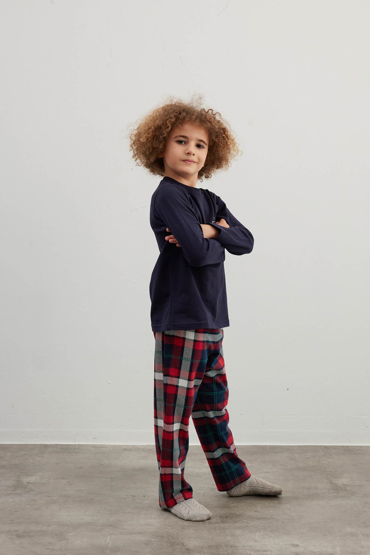 Kids' Navy Cotton Pajama Set — view 4