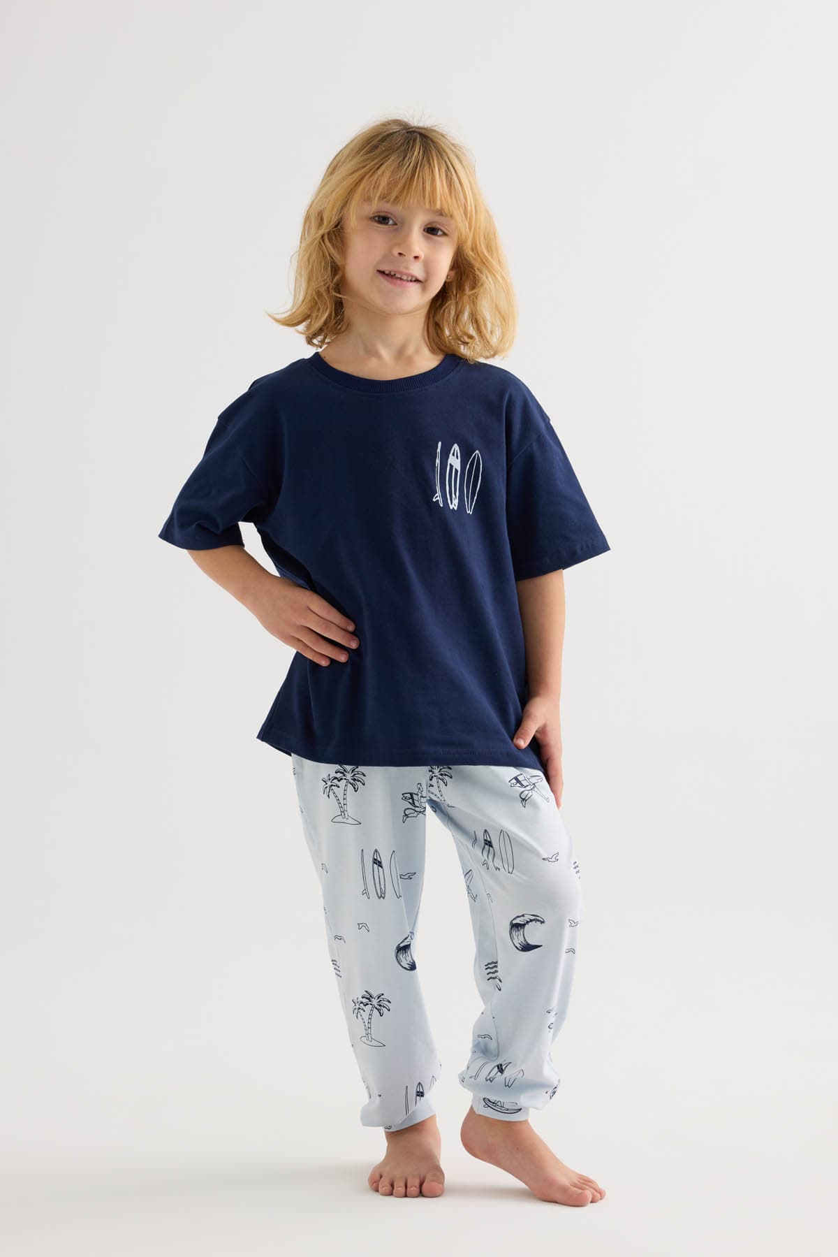 Kids' Navy Cotton Pajama Set — view 1