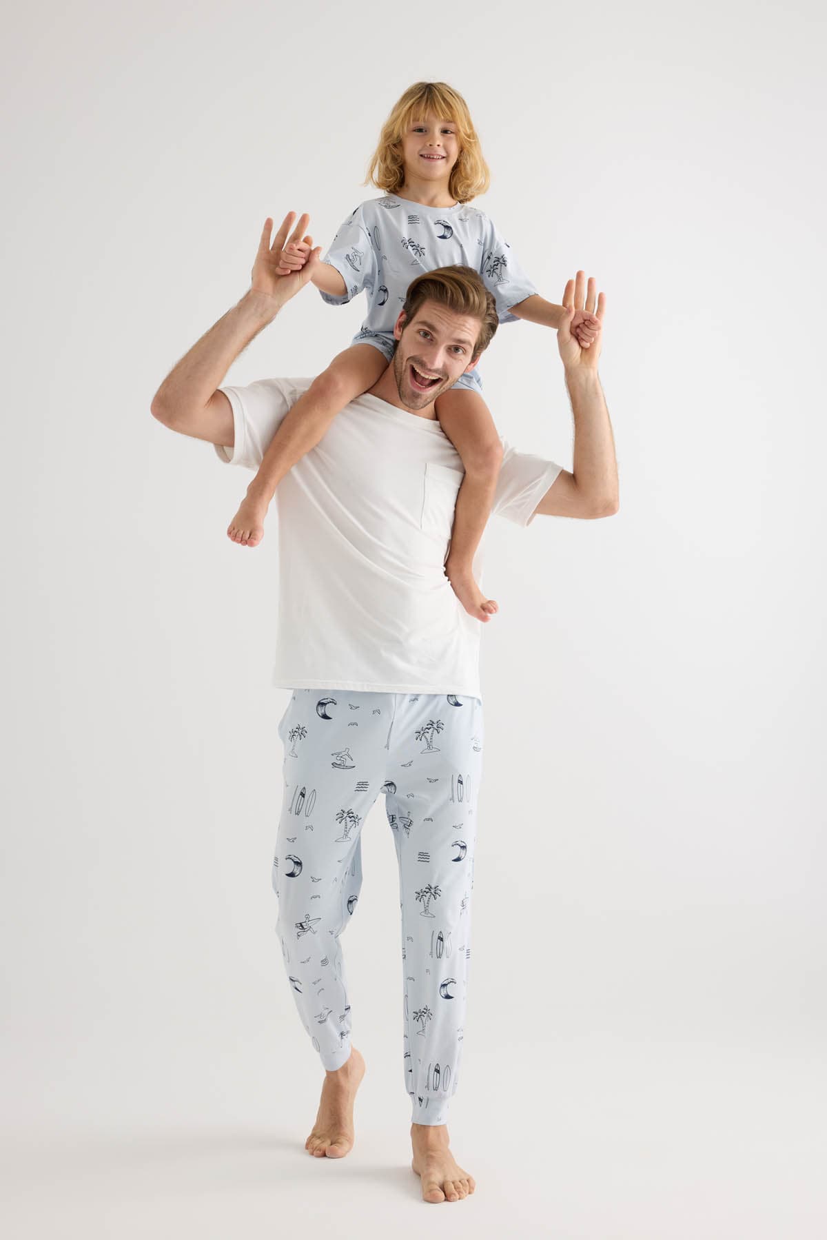 Kids' Navy Printed Cotton Pajama Set — view 3