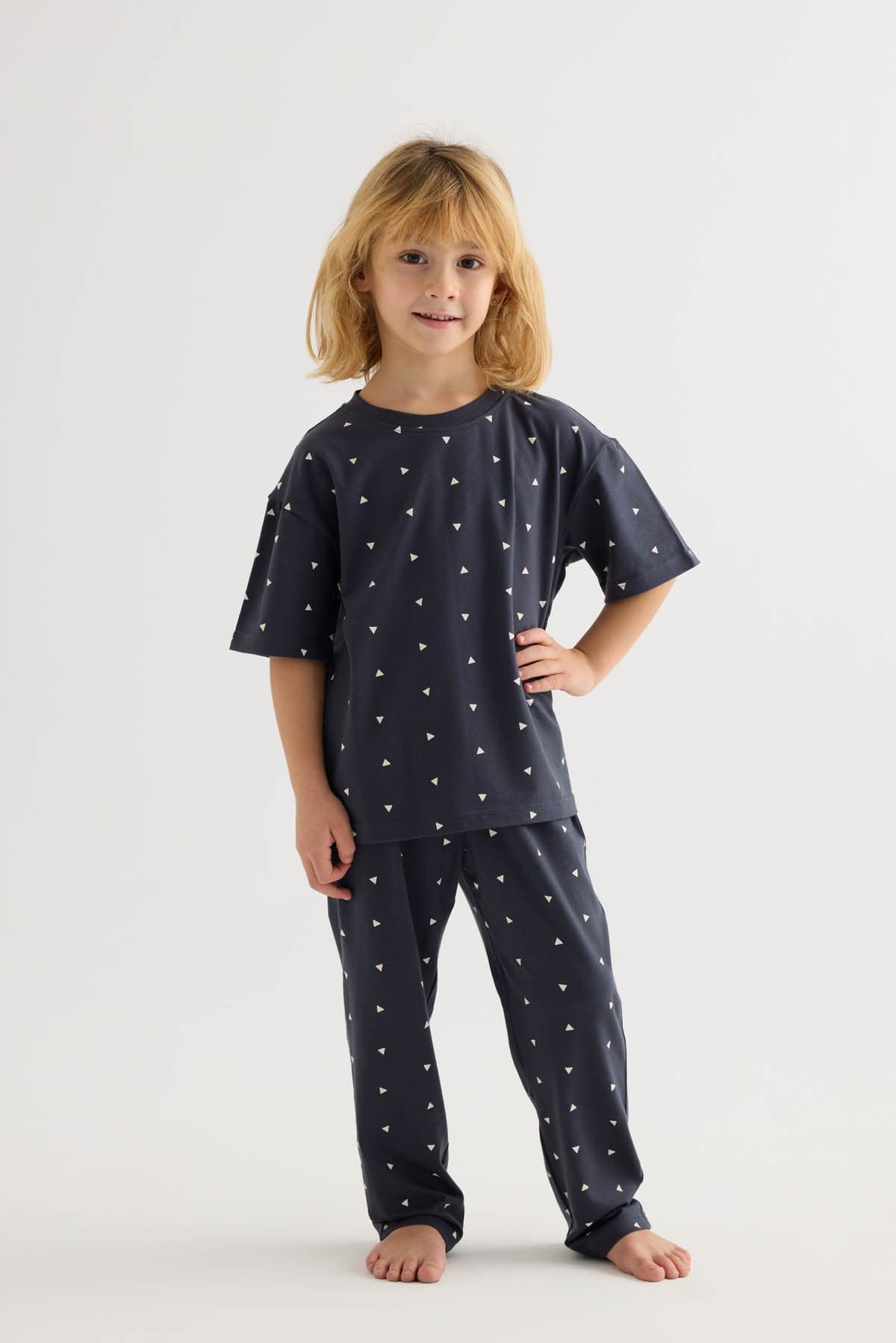 Kids' Neutral Printed Cotton Pajama Set — view 2