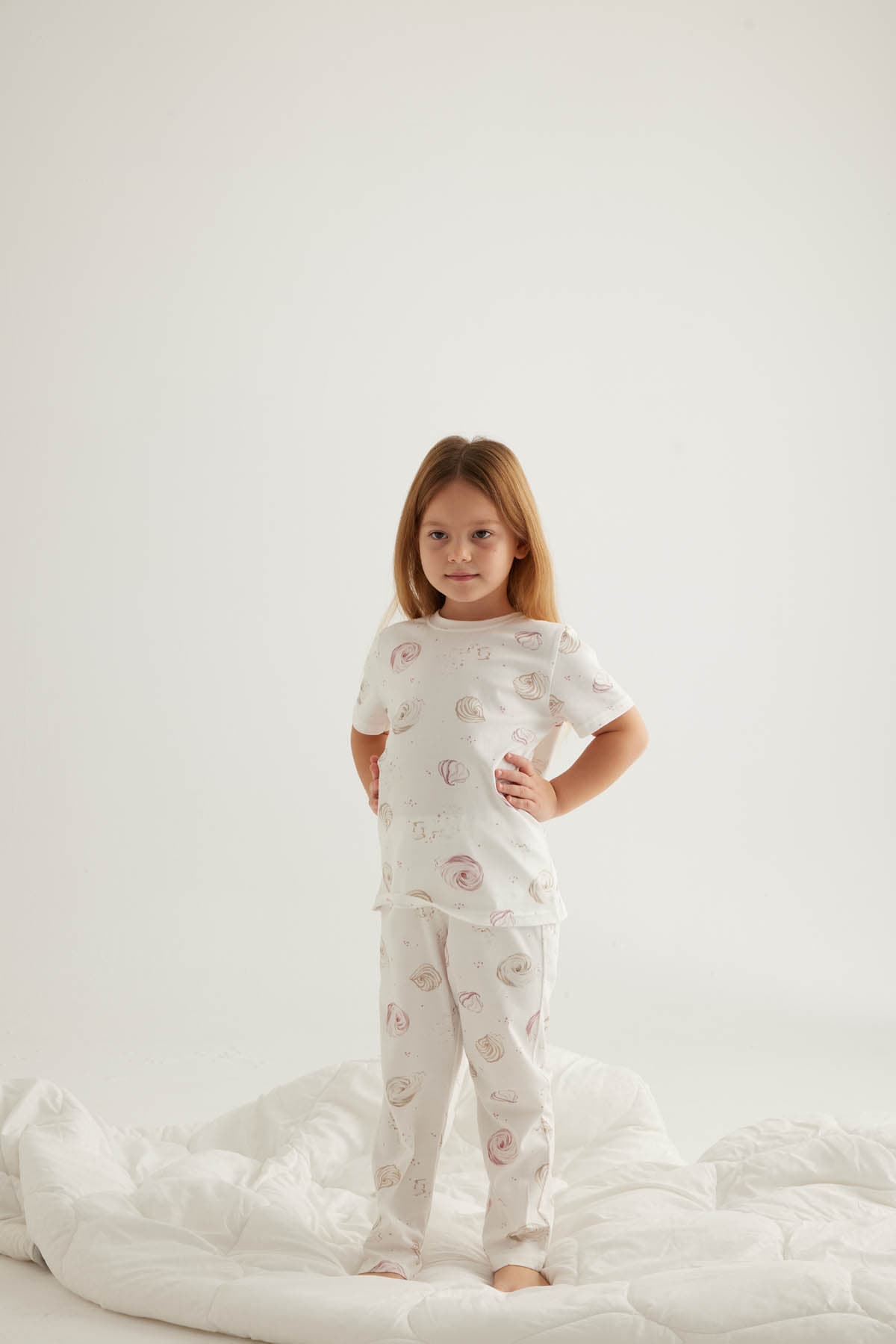 Kids' Pink Printed Cotton Pajama Set — view 1