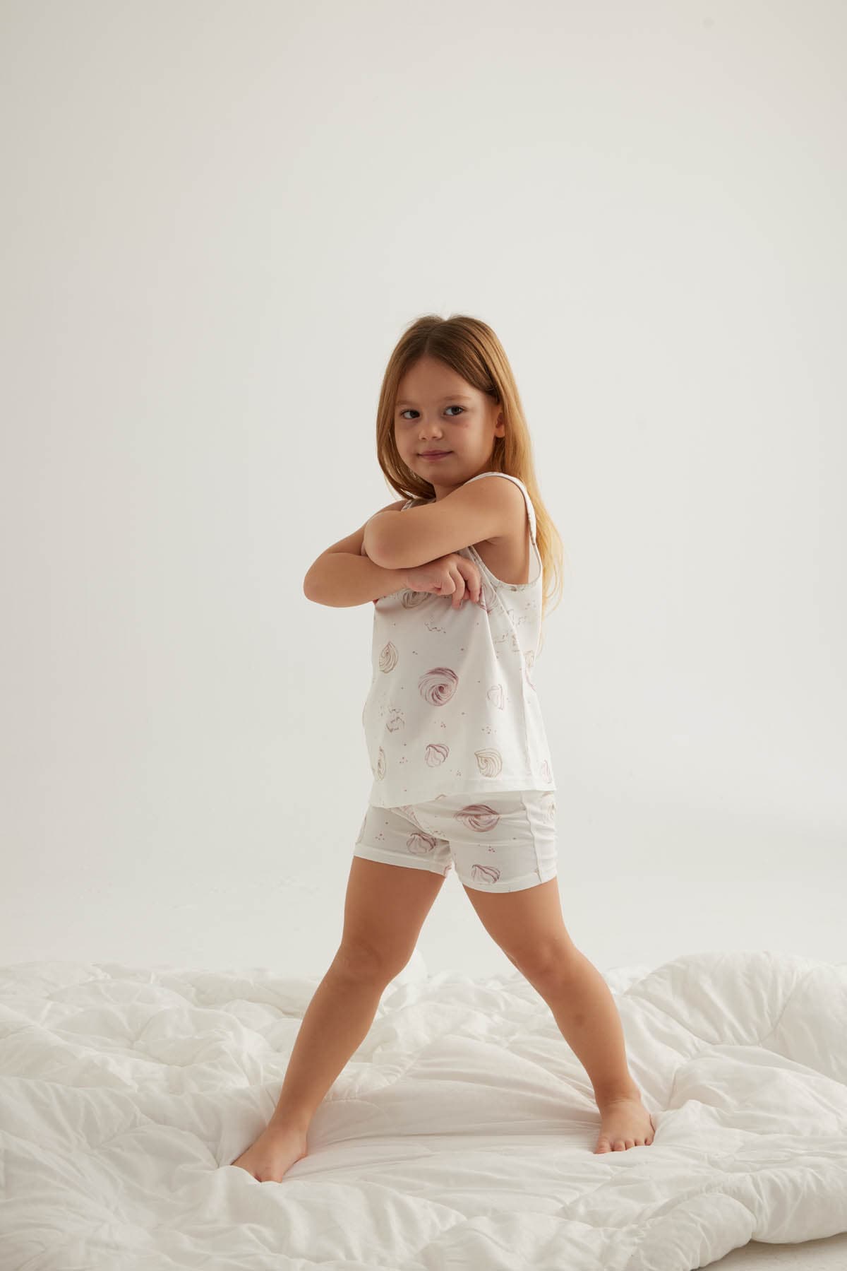 Kids' Pink Printed Cotton Pajama Set — view 2