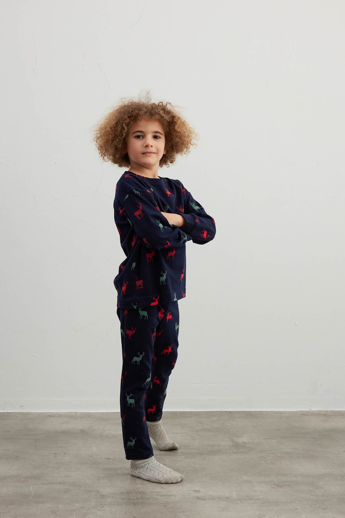 Kids' Red Printed Cotton Pajama Set — view 3
