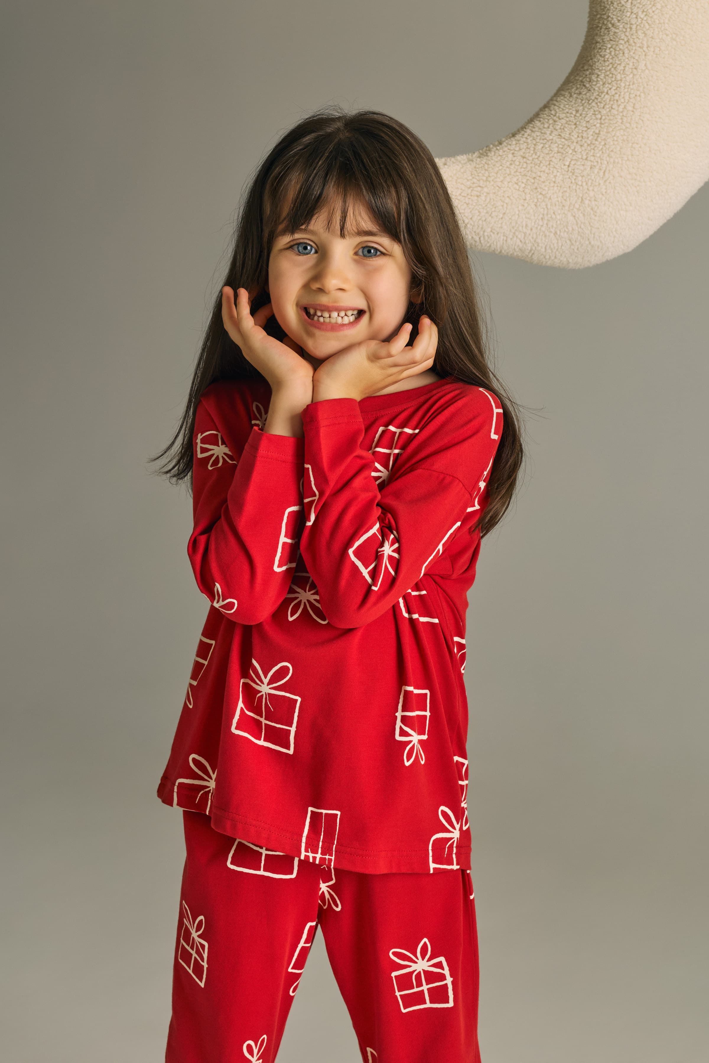 Kids' Red Printed Cotton Pajama Set — view 3