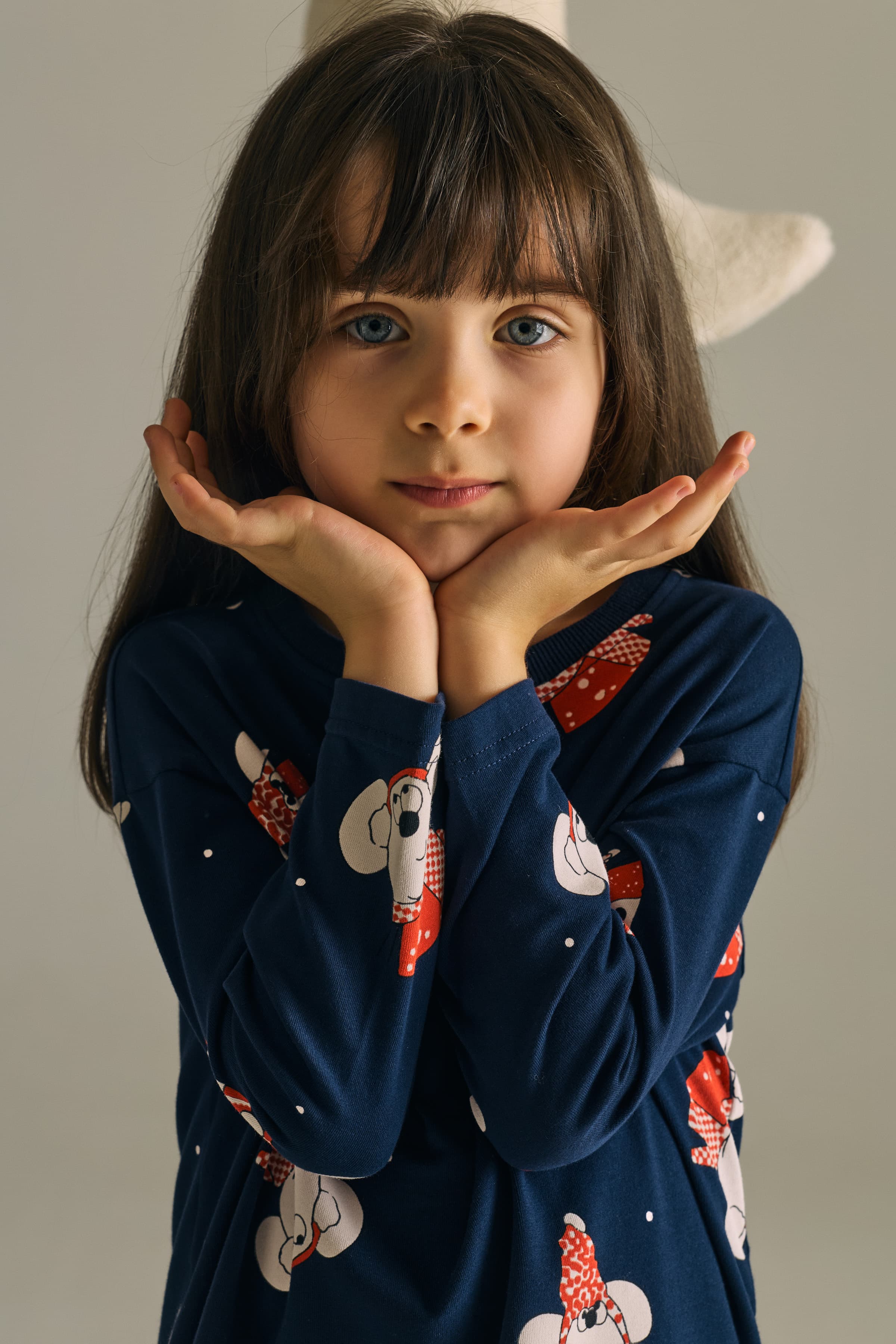 Kids' Navy Printed Cotton Pajama Set — view 3
