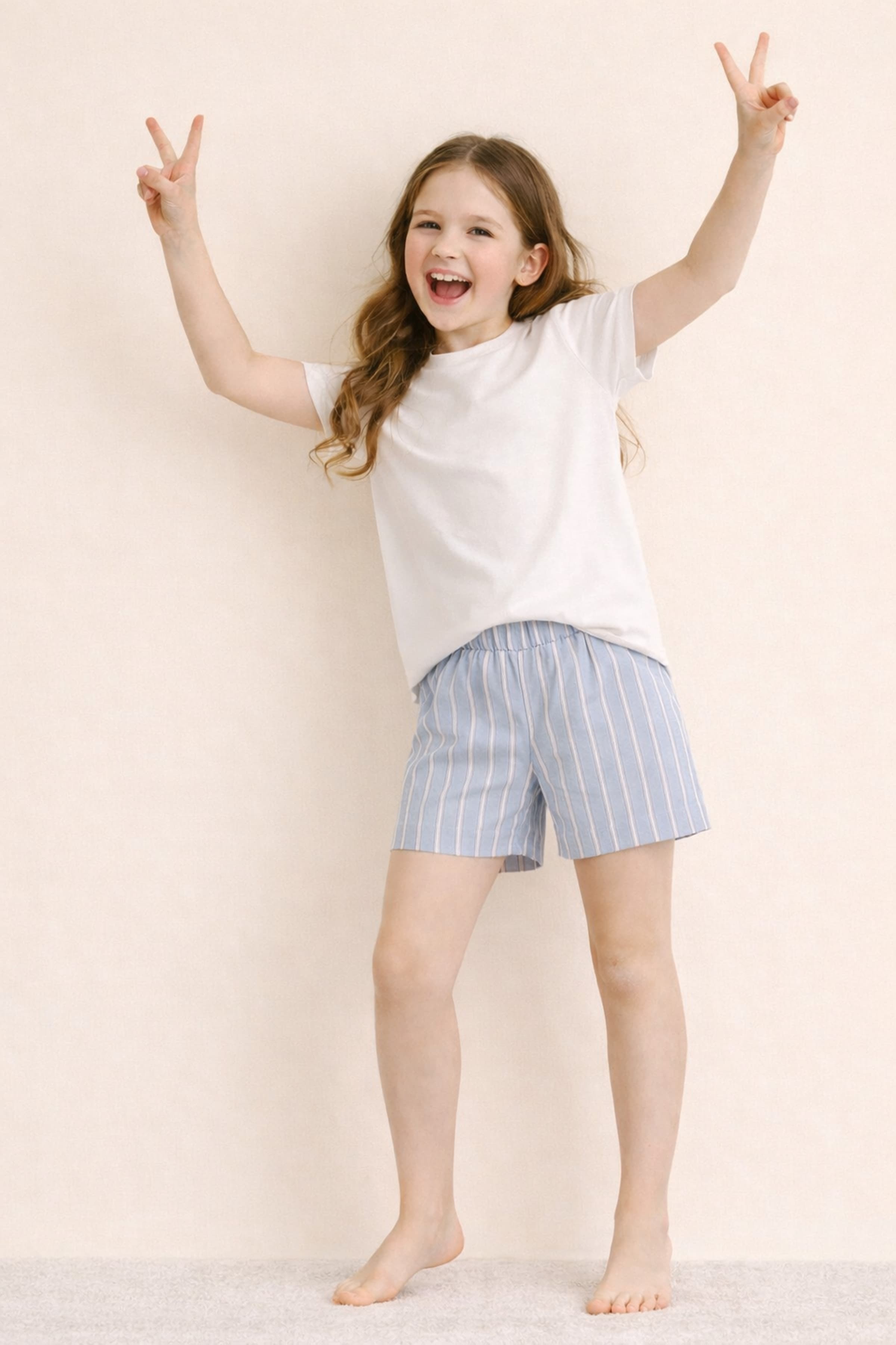 Kids' White Cotton Pajama Set — view 2