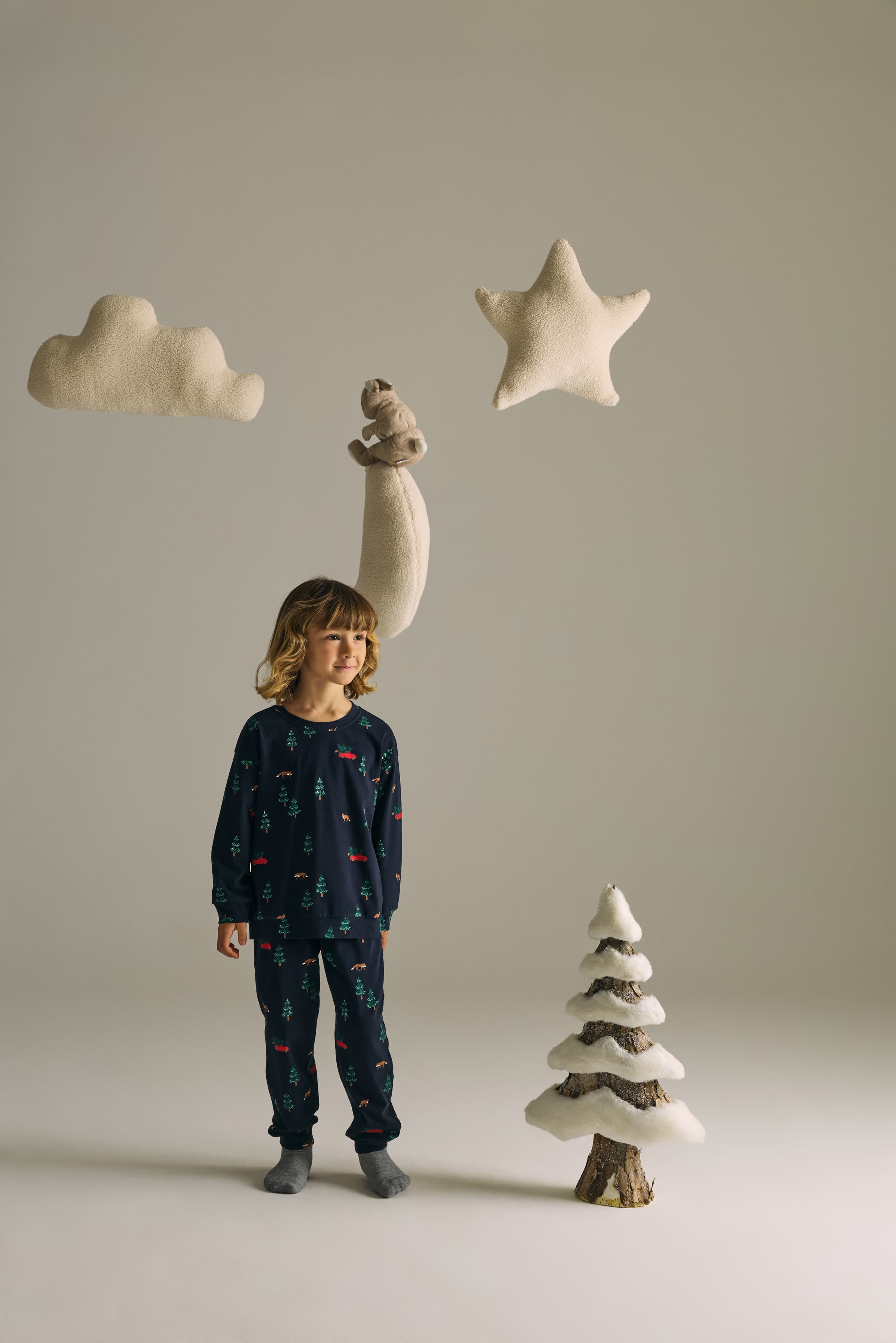 Kids' Green Printed Cotton Pajama Set — view 1