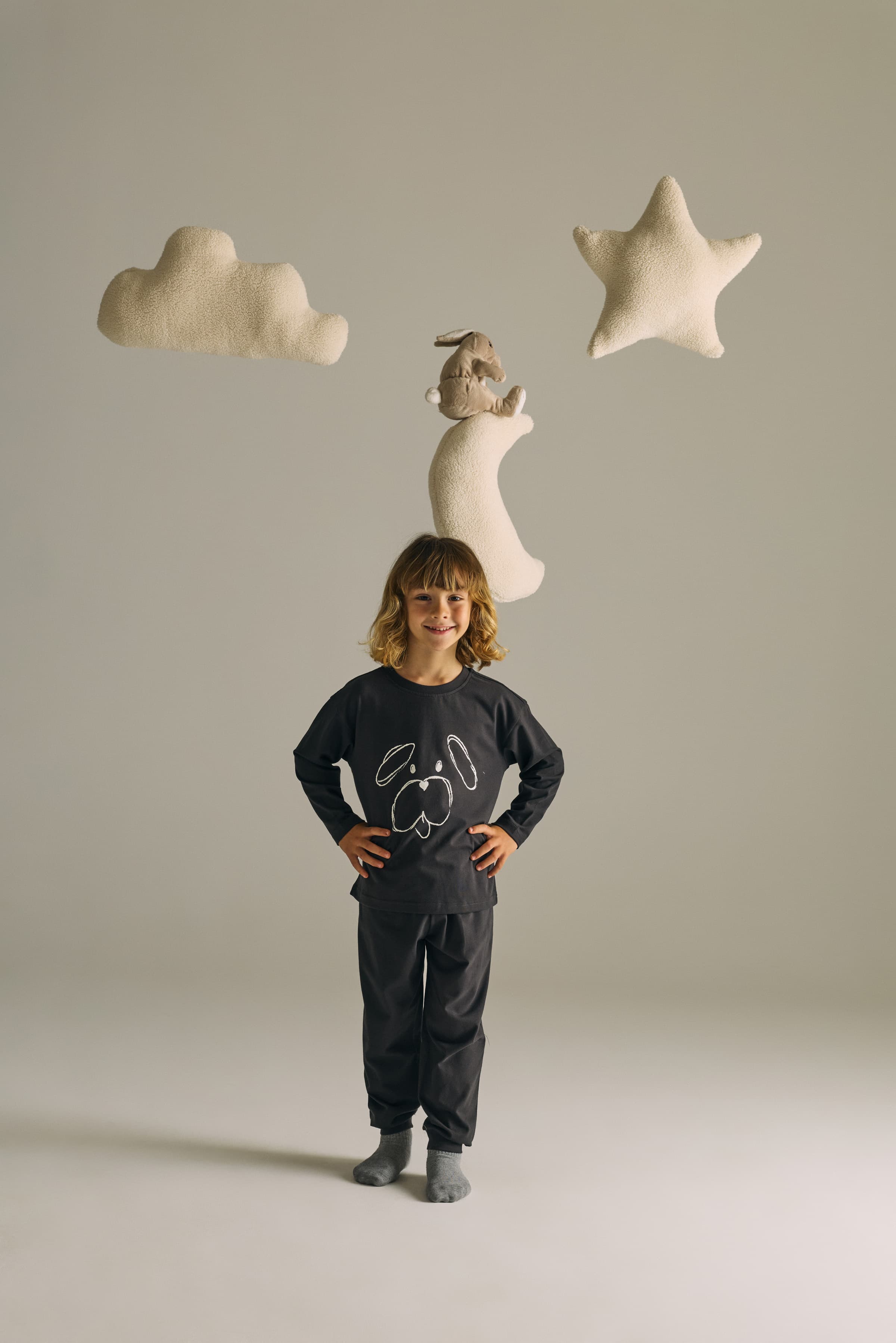 Kids' Neutral Cotton Pajama Set — view 1