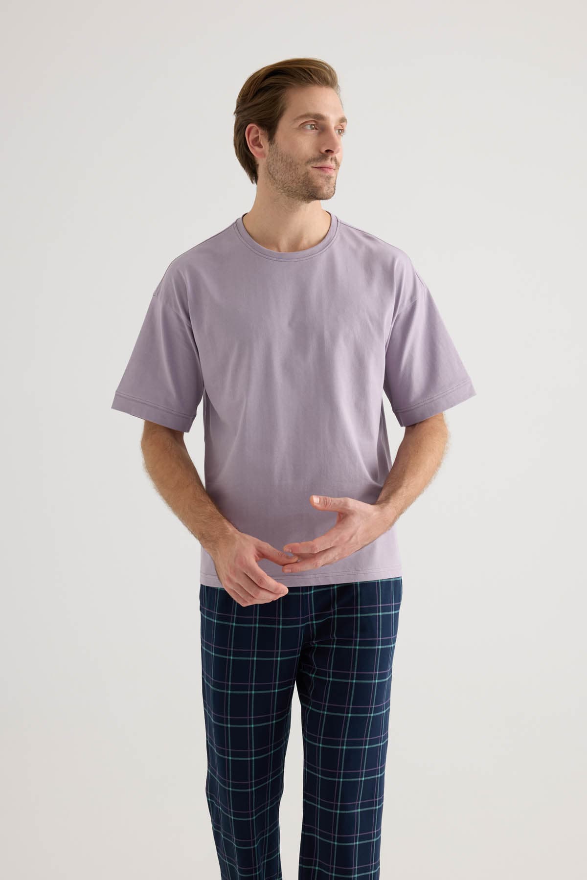 Men's Lilac Cotton Pajama Top — view 1