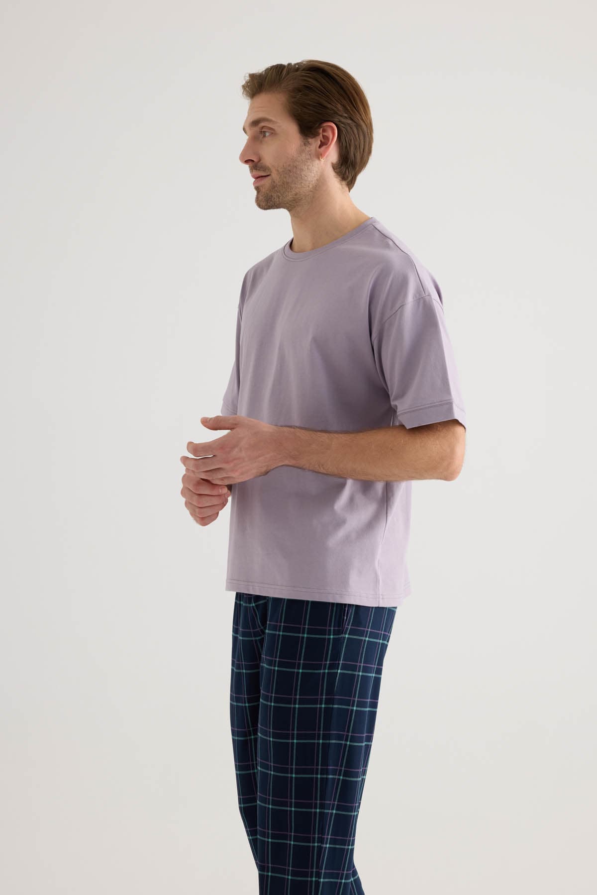 Men's Lilac Cotton Pajama Top — view 3