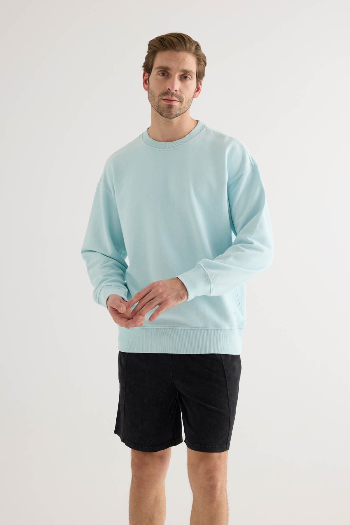 Men's Blue Cotton Sweatshirt — view 2