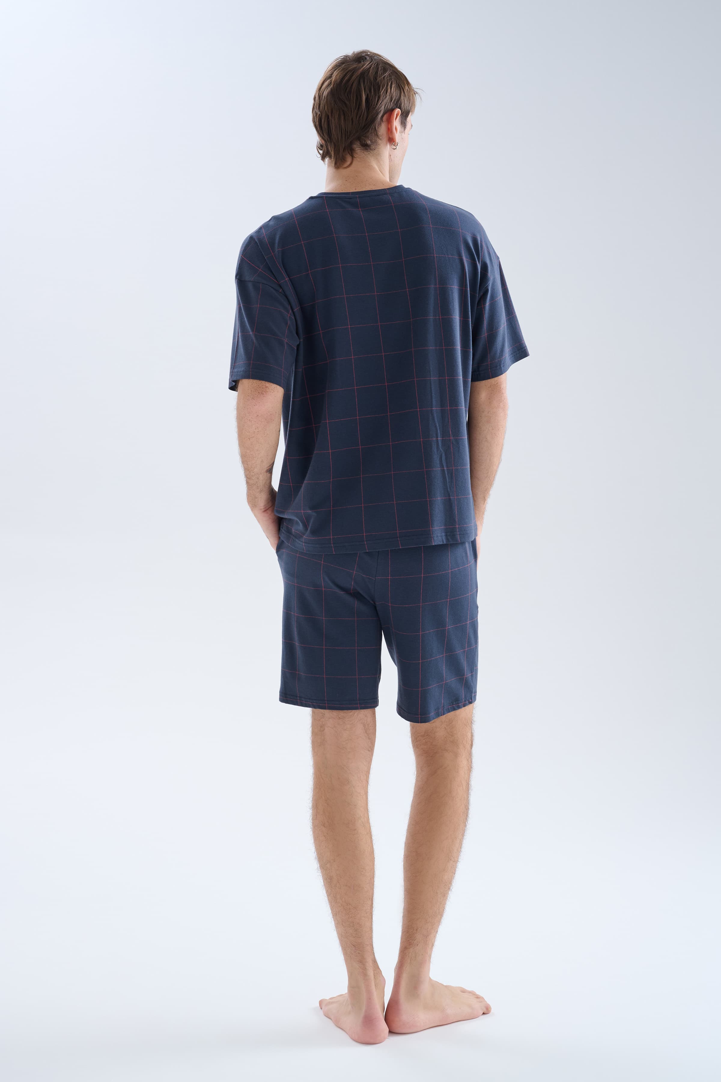 Men's Neutral Plaid Modal Pajama Set — view 4
