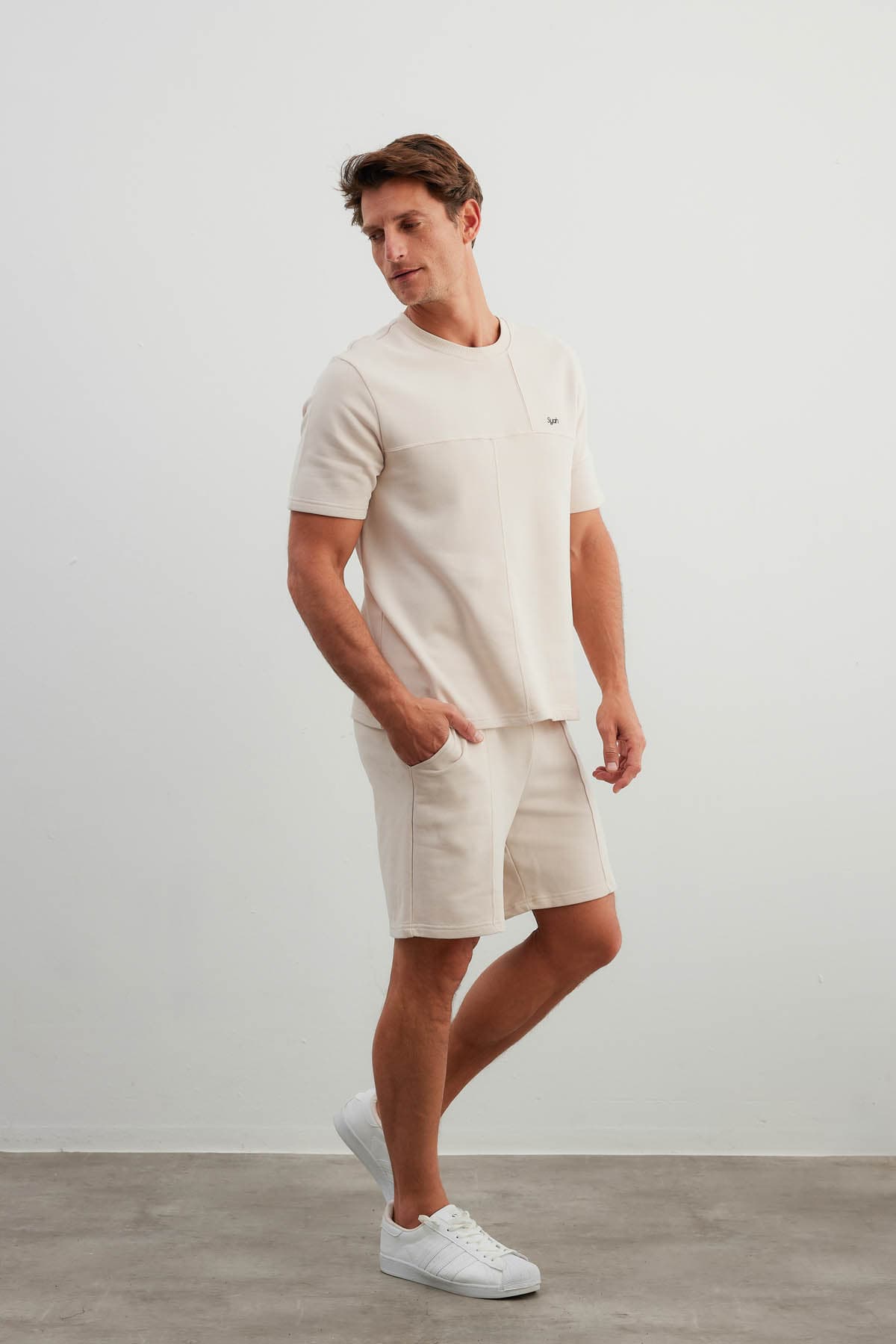 Men's Beige Cotton Shorts — view 3