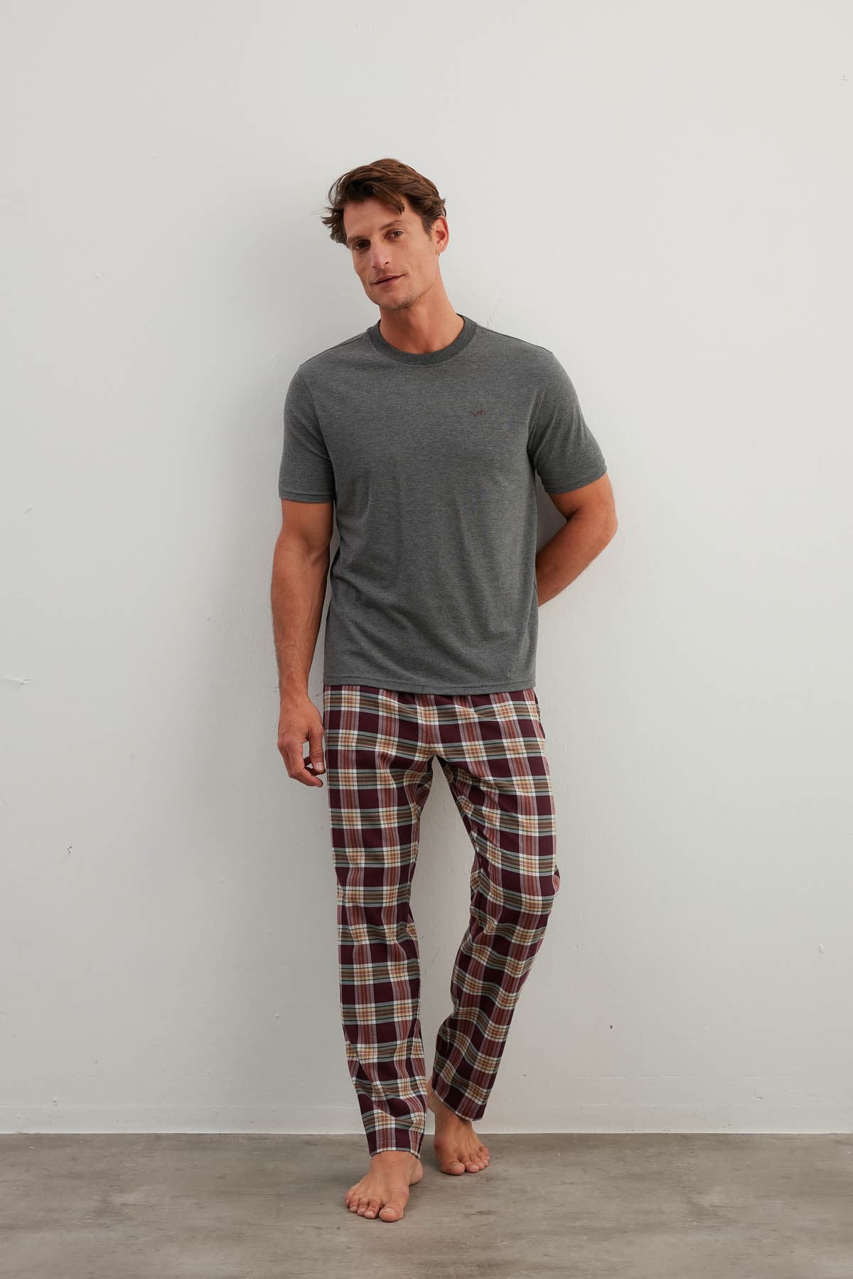 Men's Neutral Cotton Pajama Set — view 1