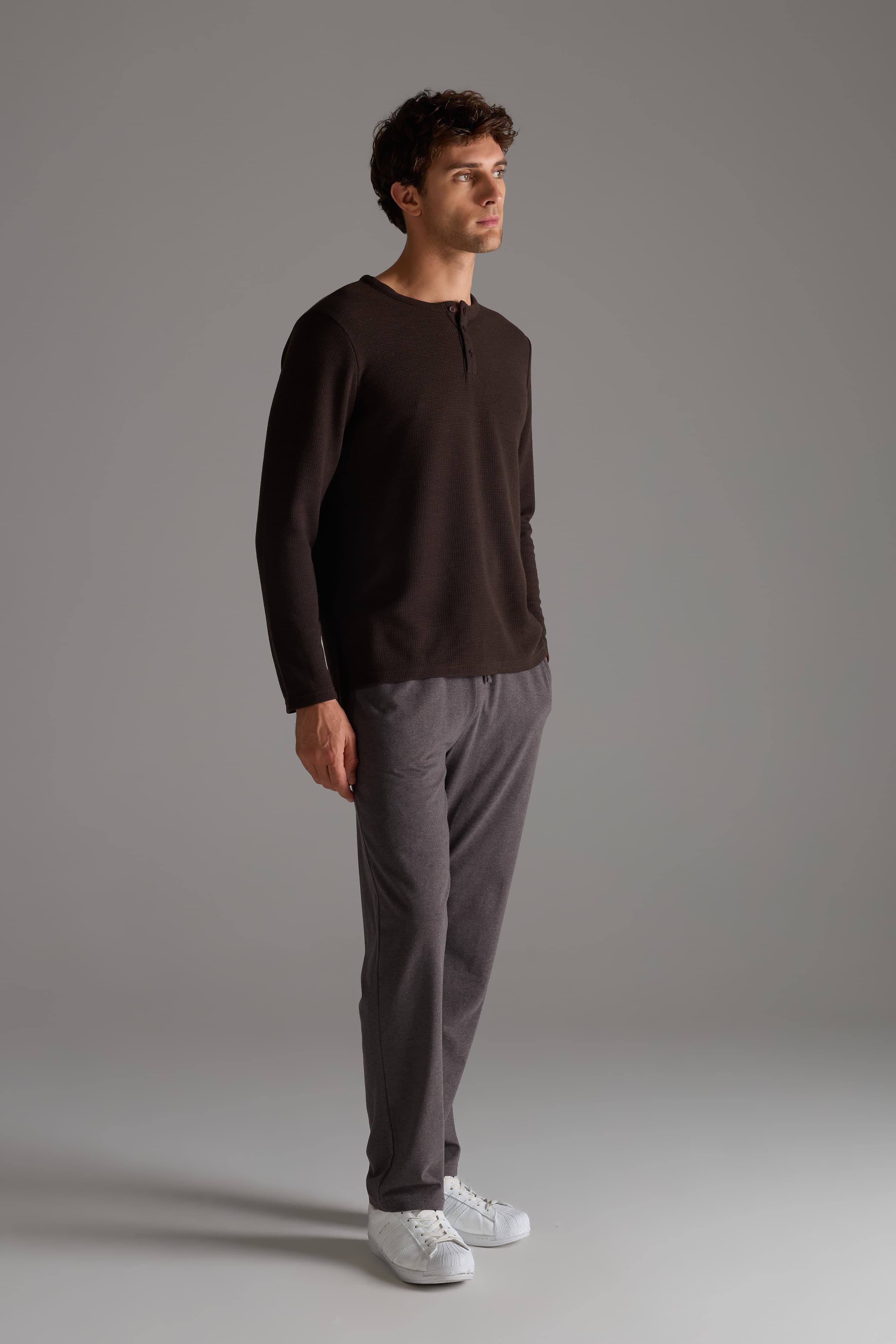 Men's Brown Cotton Lounge Set — view 1