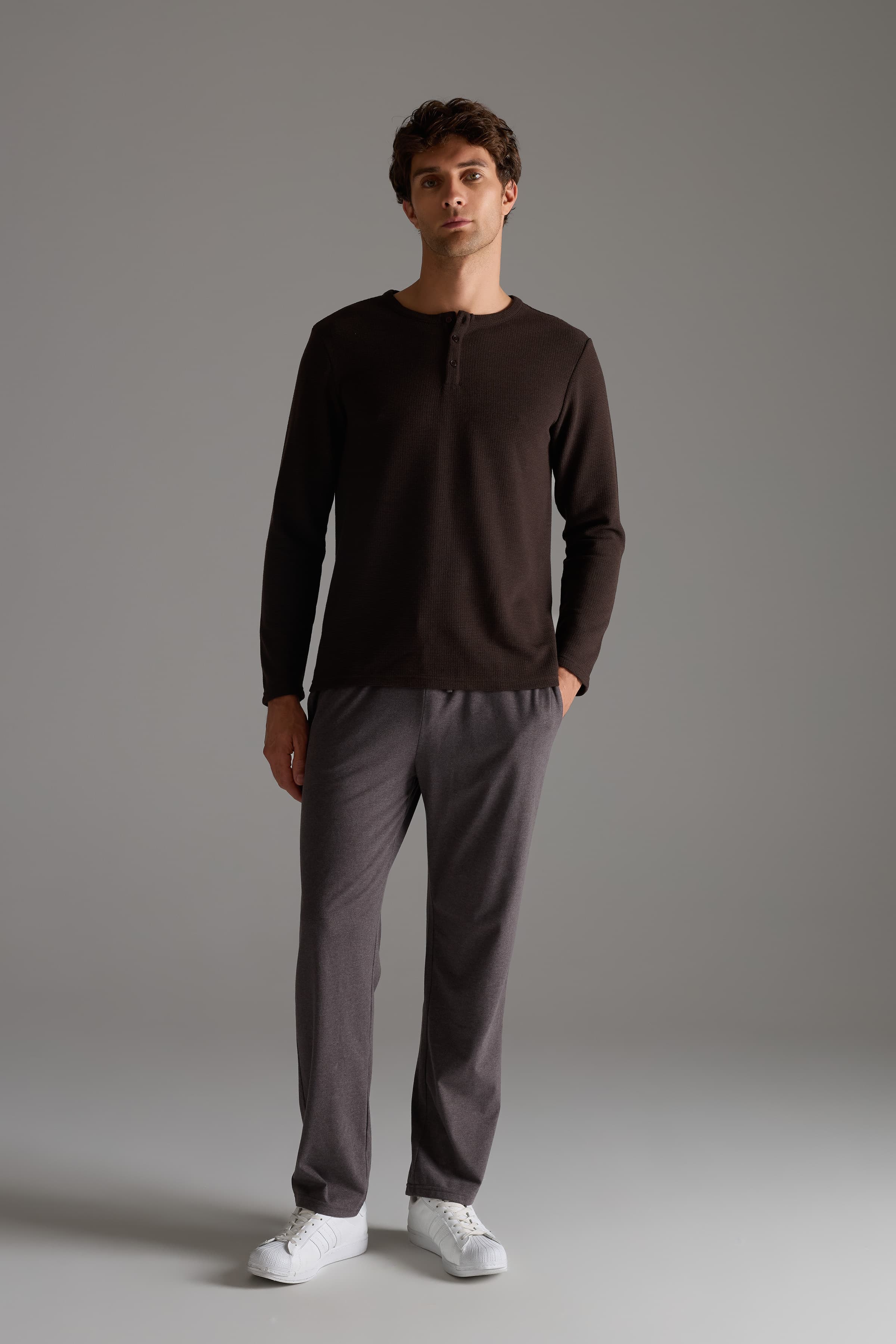 Men's Brown Cotton Lounge Set — view 3