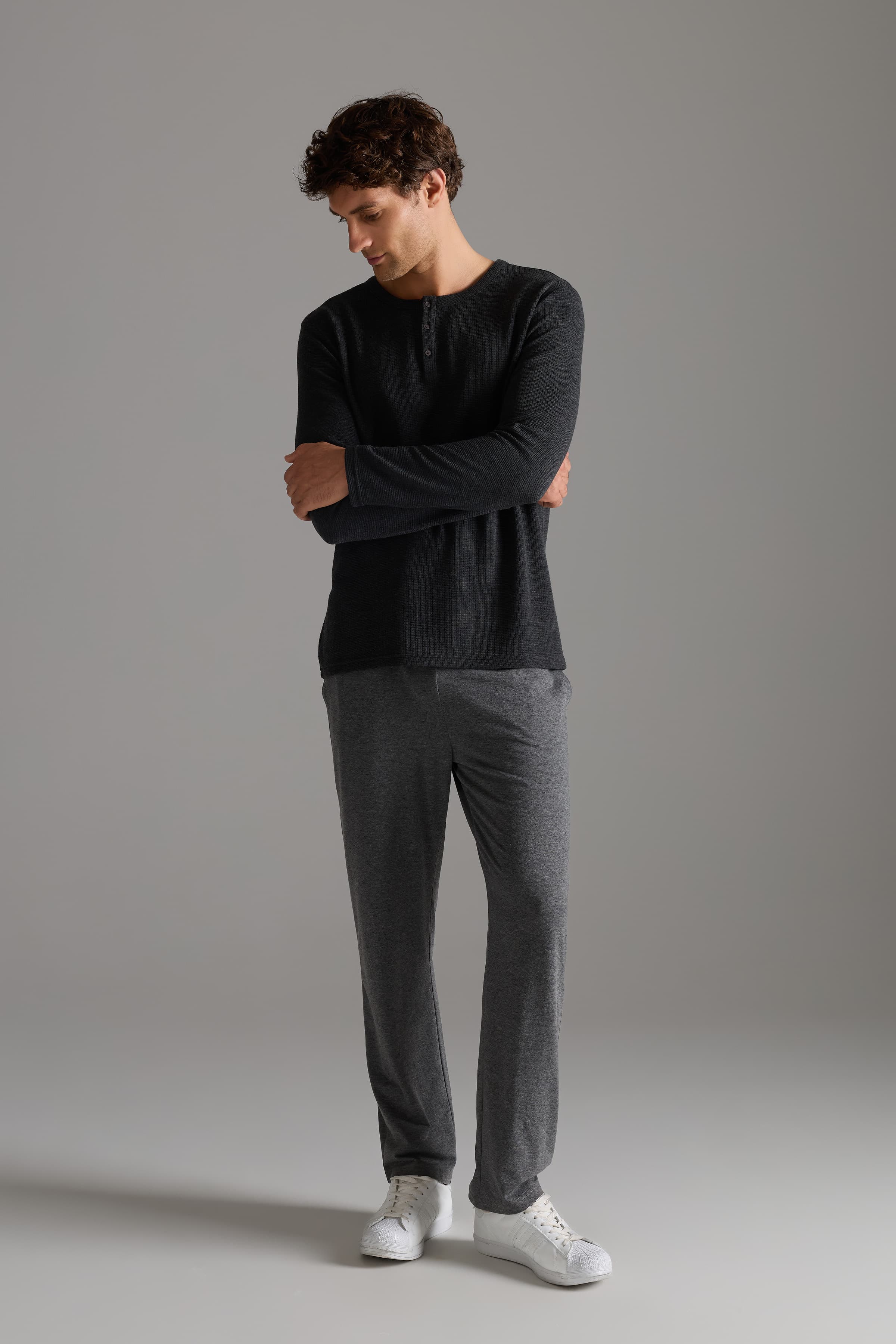 Men's Neutral Cotton Lounge Set — view 2