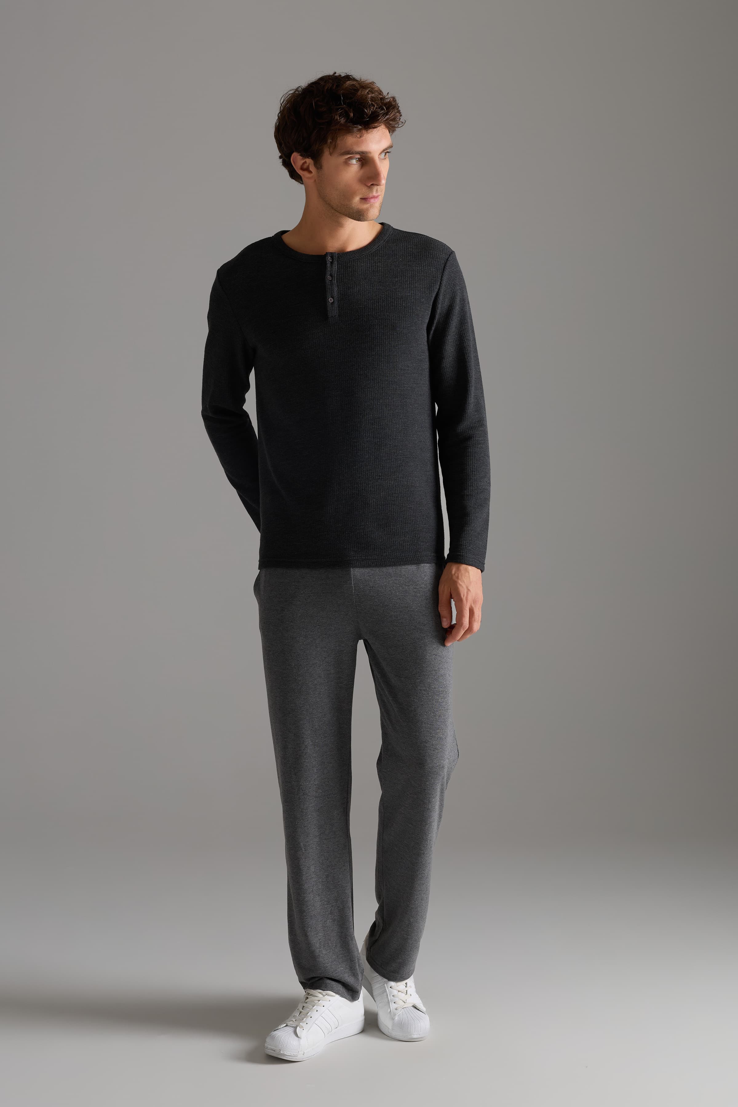 Men's Neutral Cotton Lounge Set — view 3