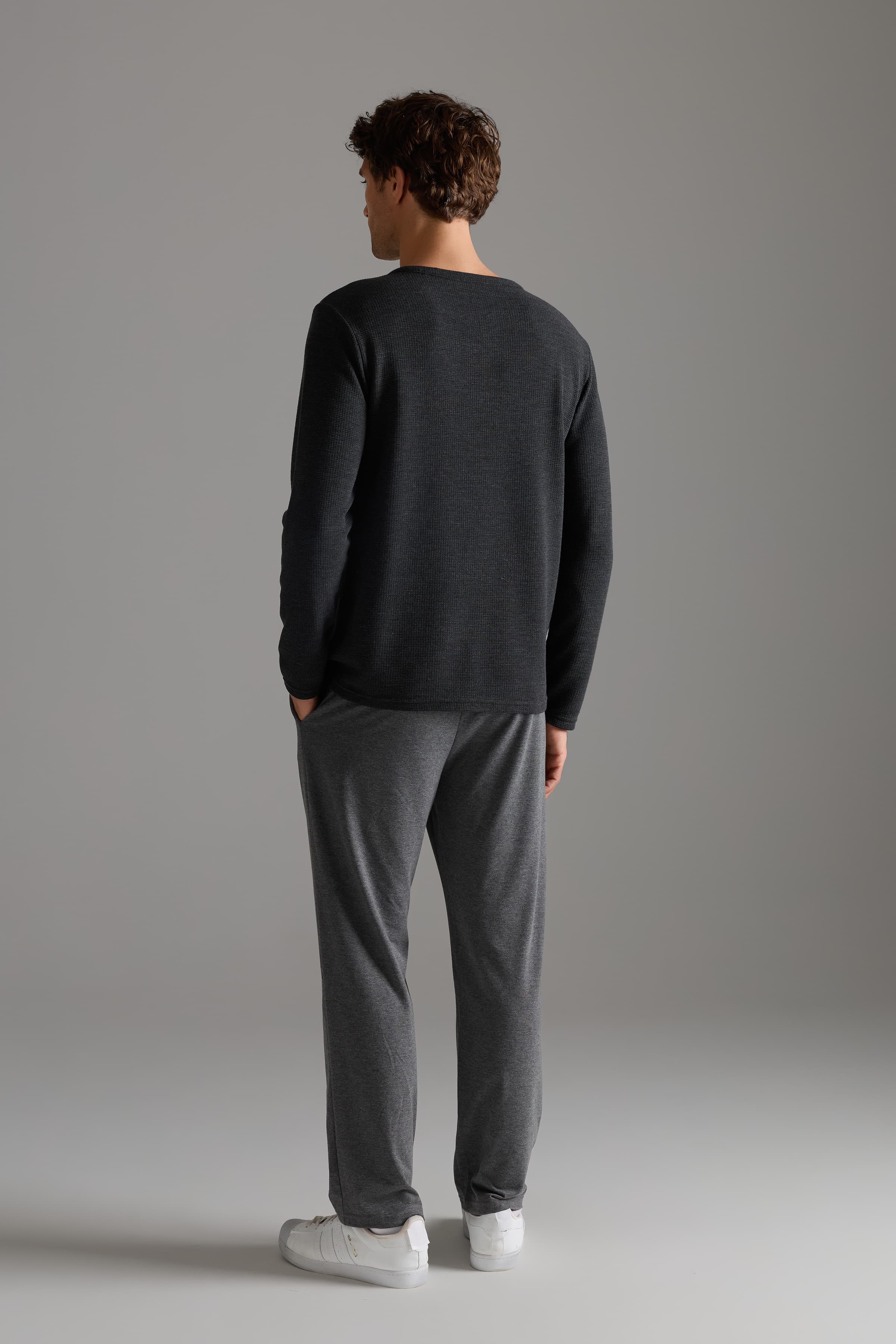 Men's Neutral Cotton Lounge Set — view 4
