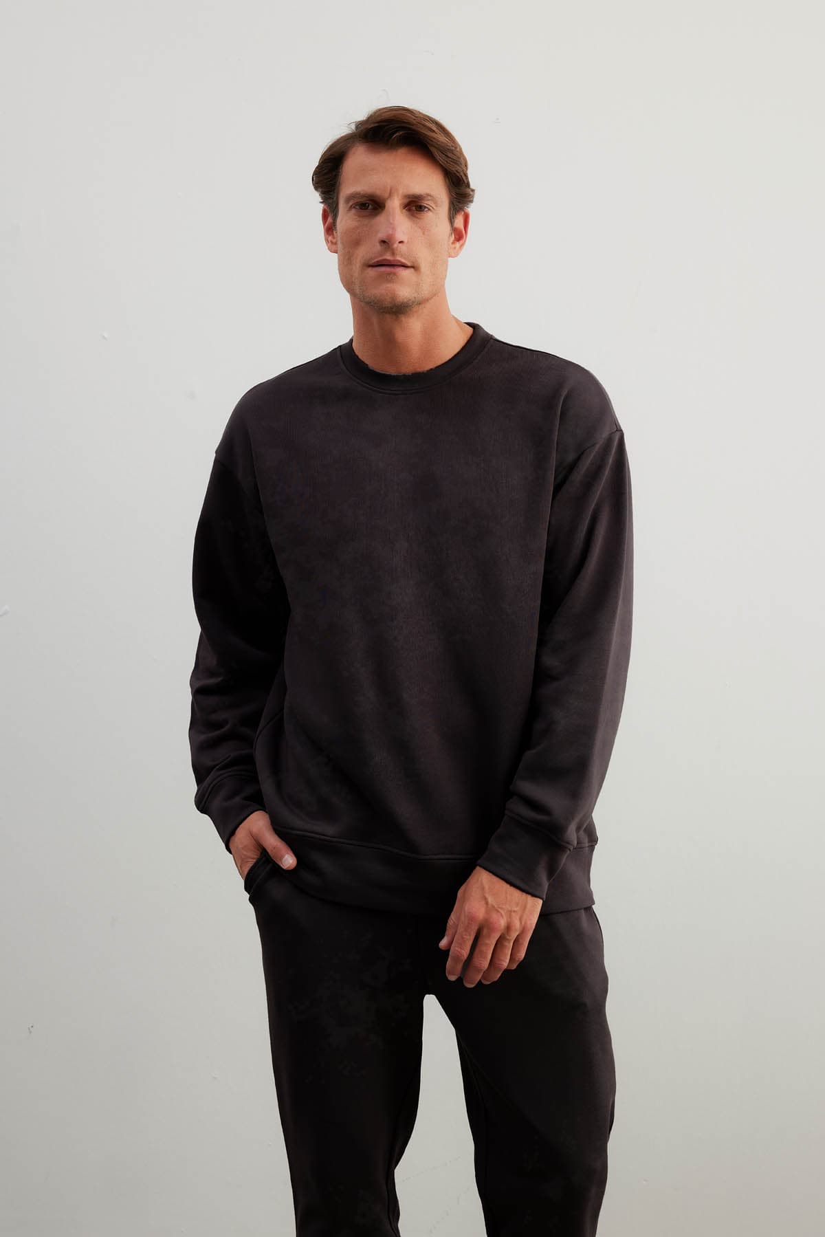 Men's Black Cotton Sweatshirt — view 3