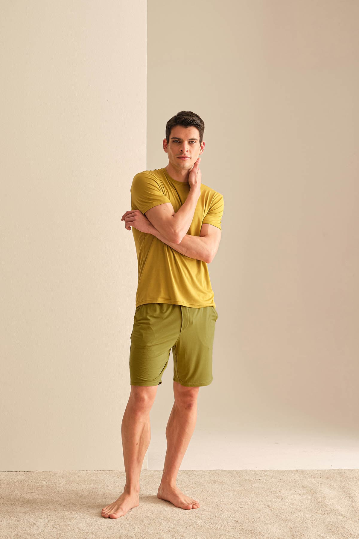 Men's Green Modal Shorts — view 2