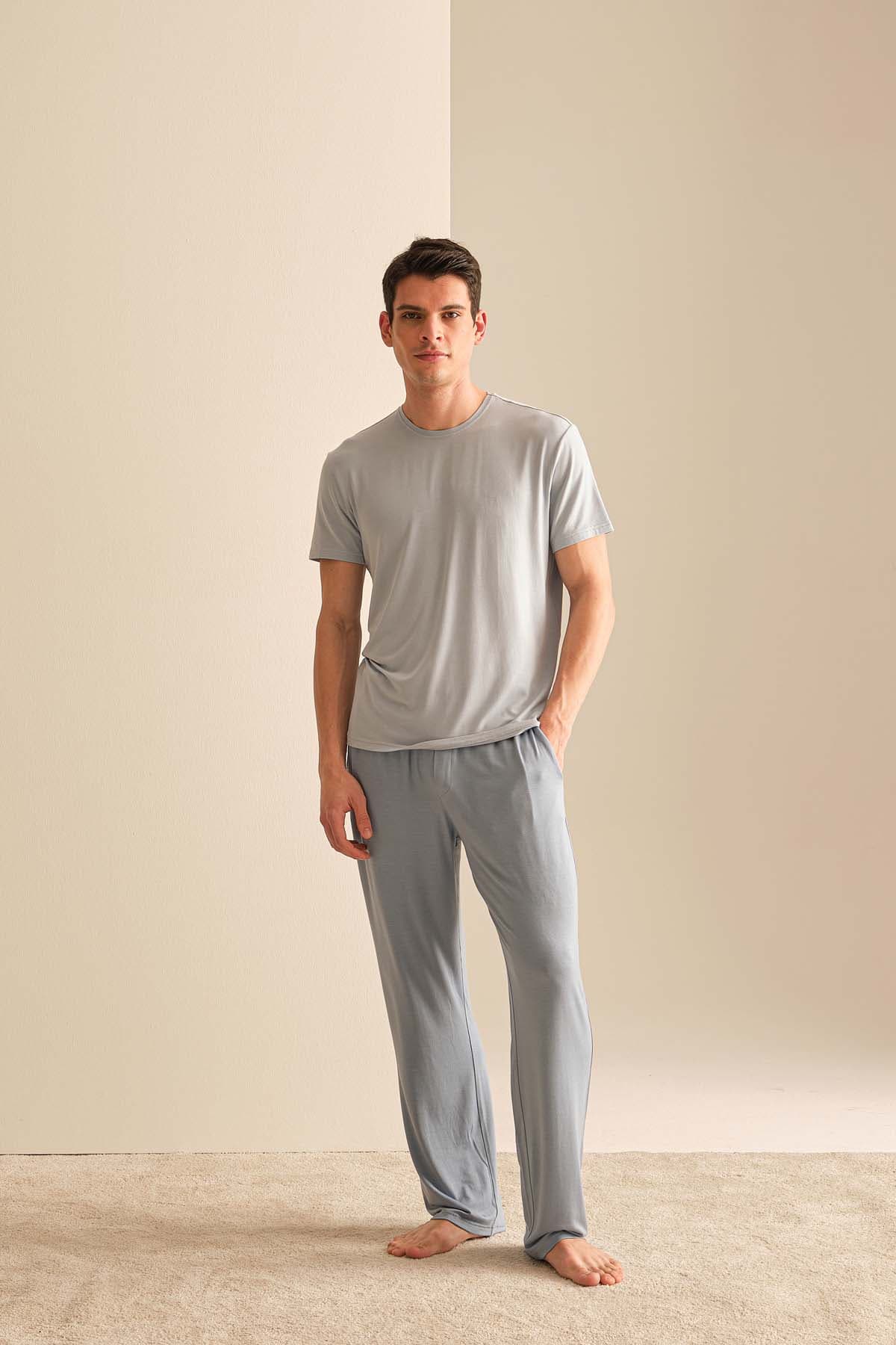 Men's Blue Modal Trousers — view 3