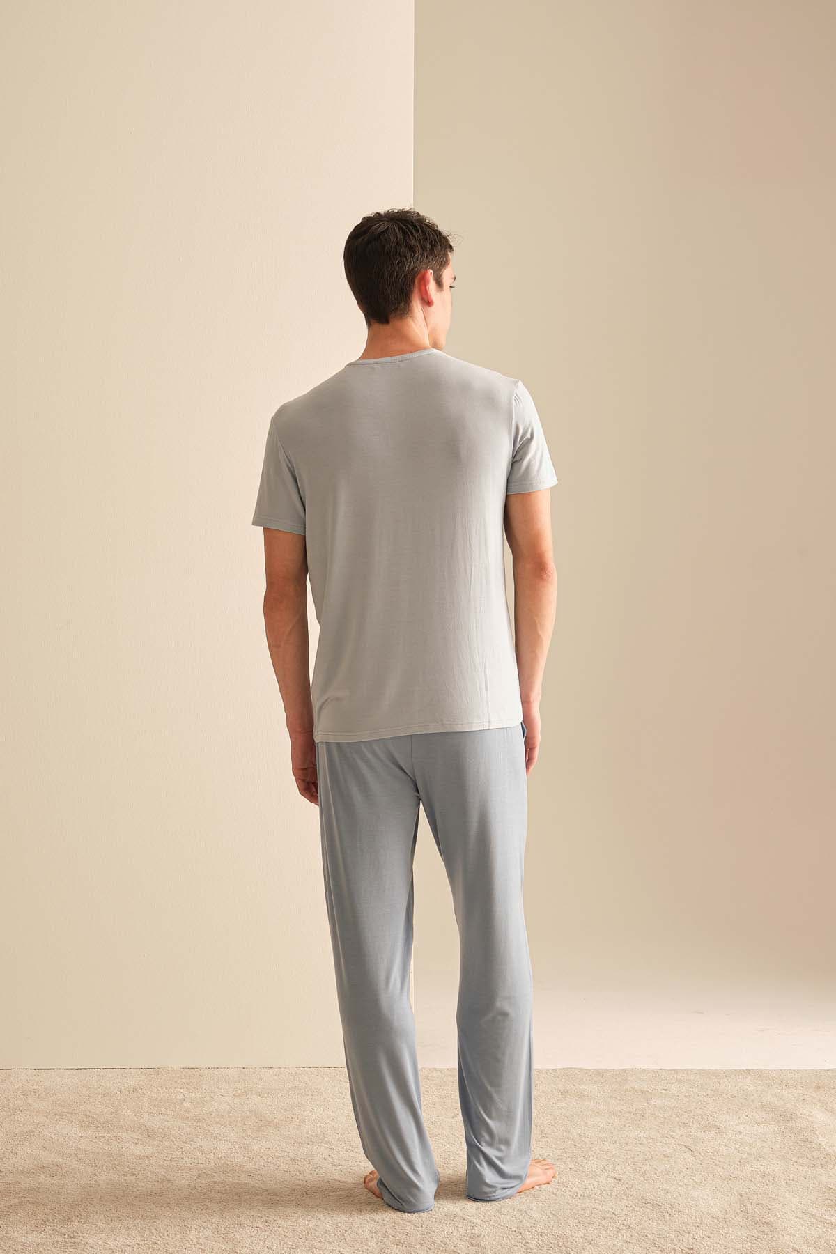 Men's Blue Modal Trousers — view 4