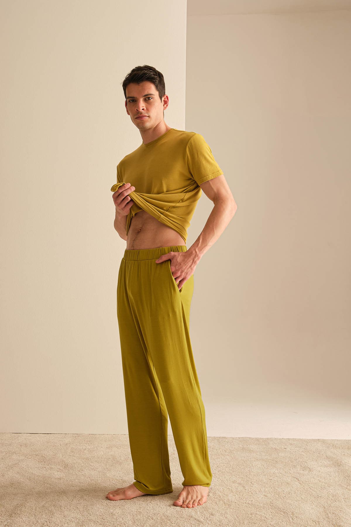 Men's Green Modal Trousers — view 2