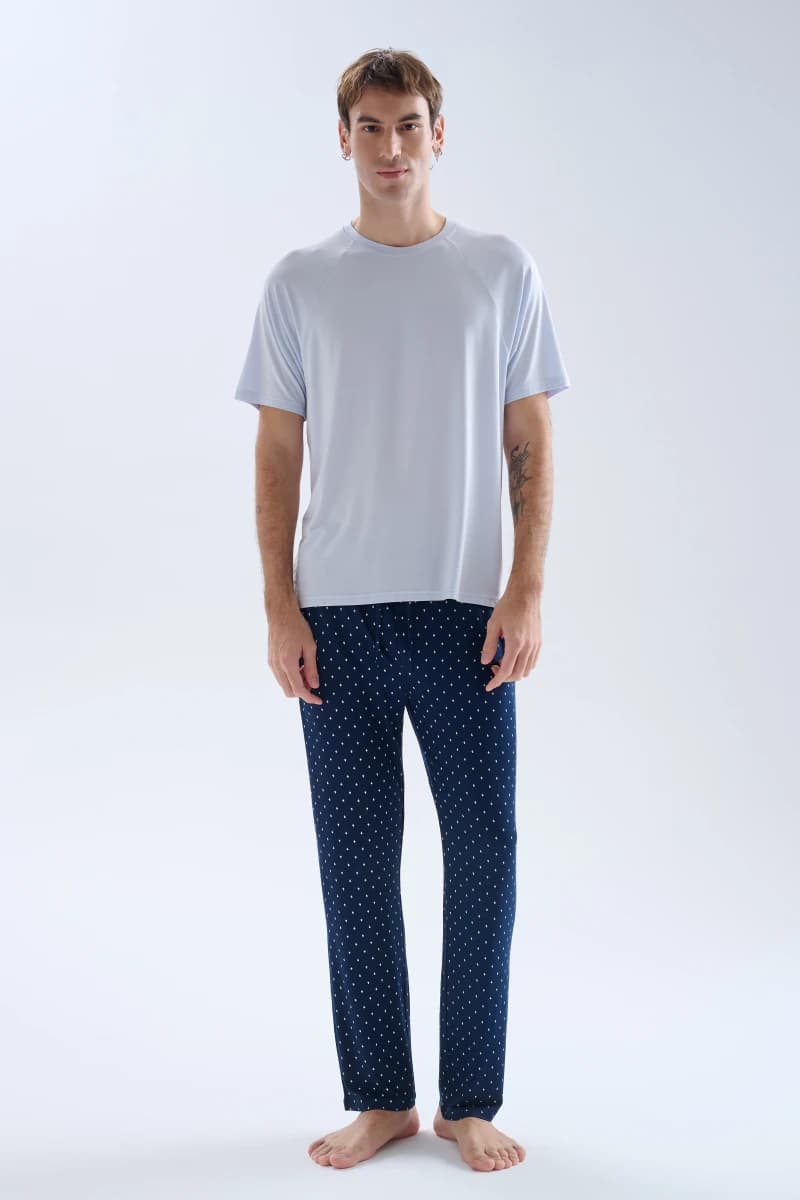Men's Blue Modal Pajama Set — view 1