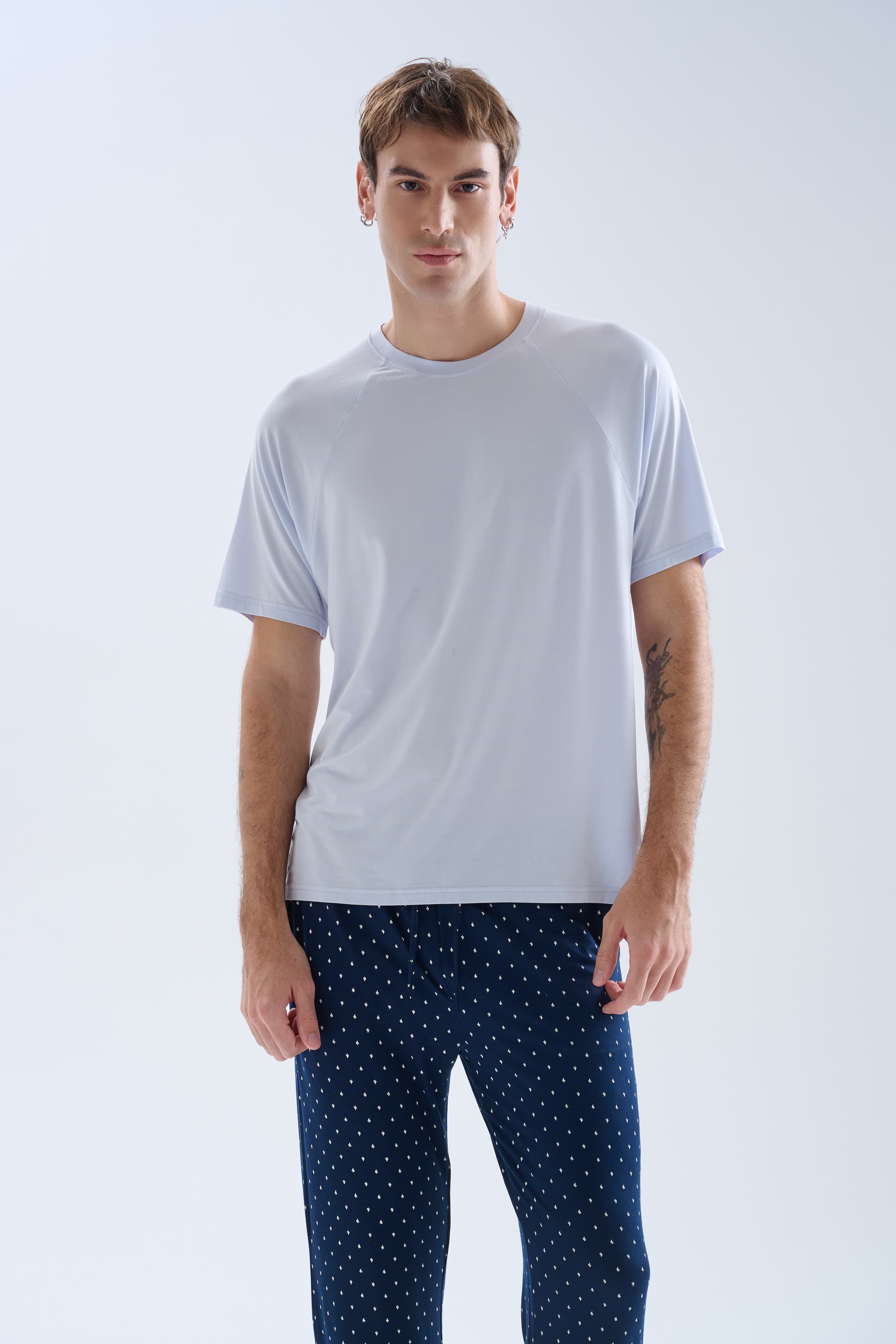 Men's Blue Modal Pajama Set — view 3