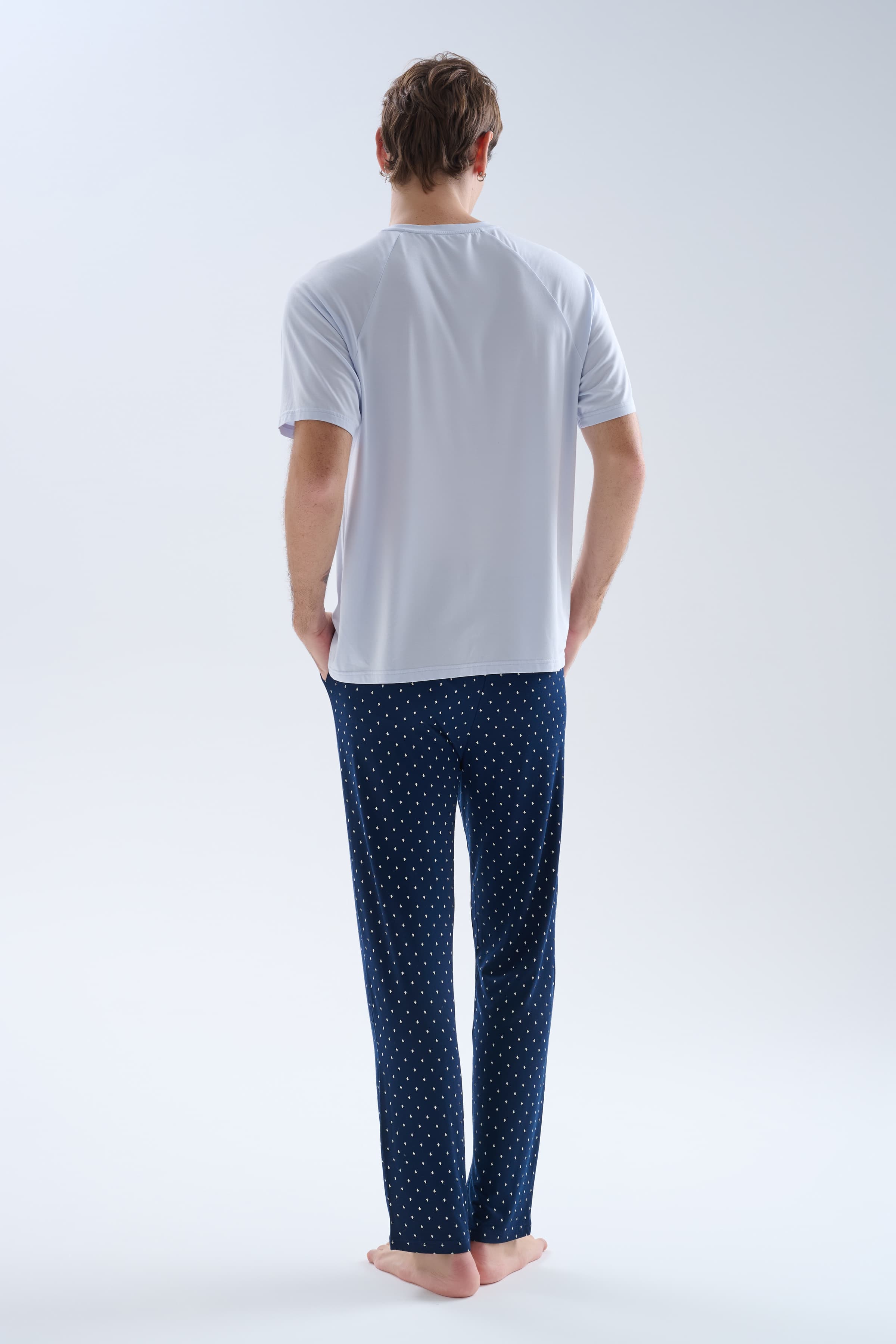 Men's Blue Modal Pajama Set — view 4