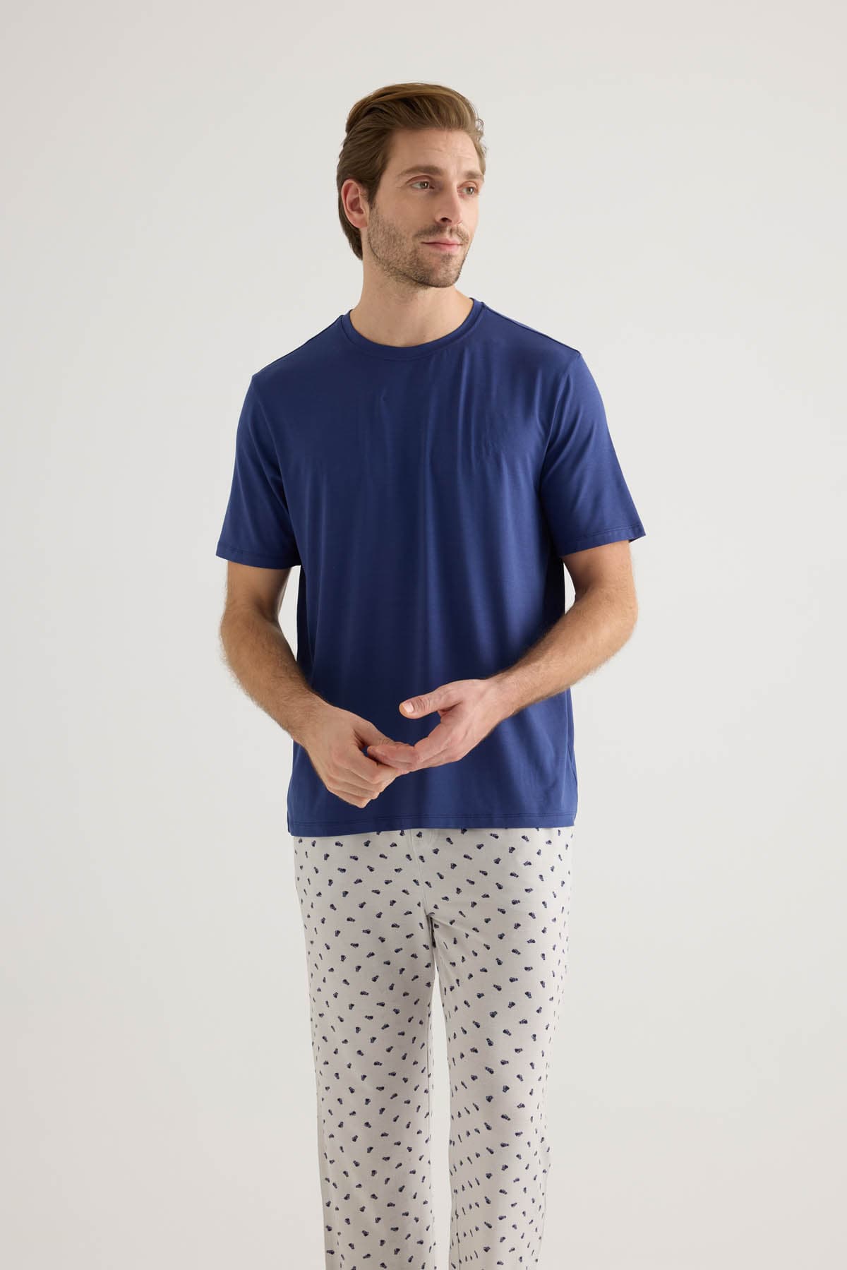 Men's Navy Modal Pajama Set — view 4