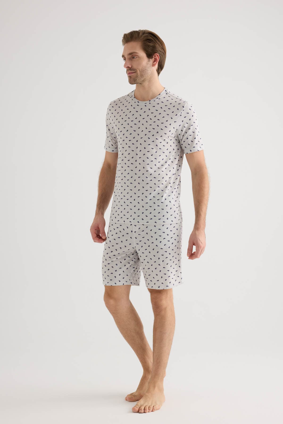 Men's Neutral Printed Modal Pajama Set — view 1