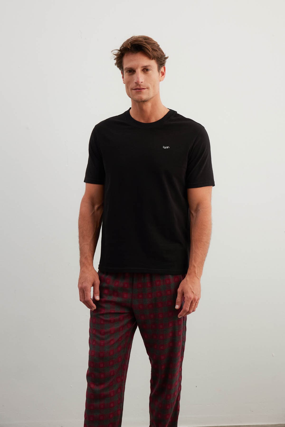 Men's Black Cotton Pajama Set — view 3
